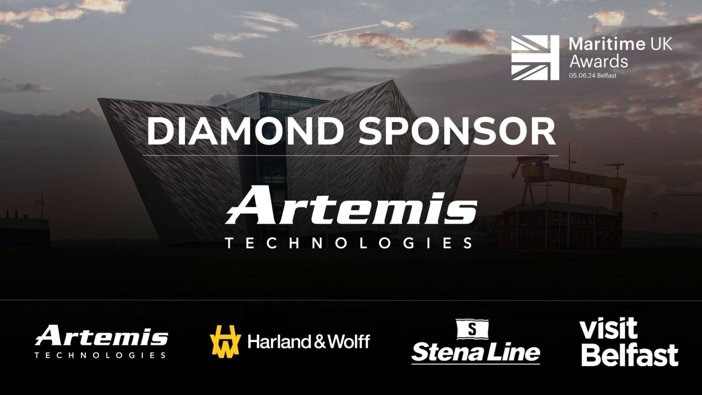 Artemis Technologies logo in middle of screen with other partner logos