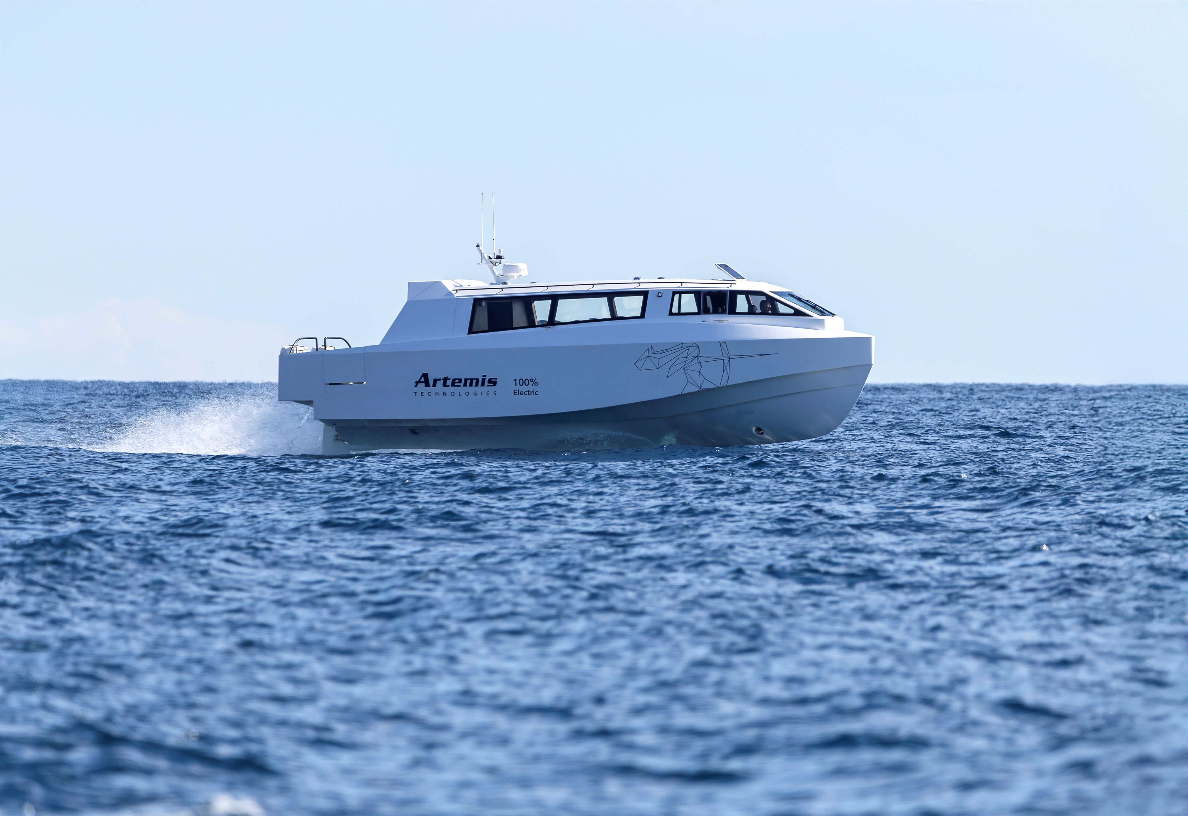 Electric boat at sea