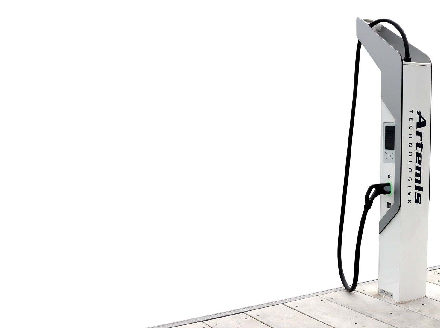 Graphic of an electric charger with Artemis Technologies branded on the side
