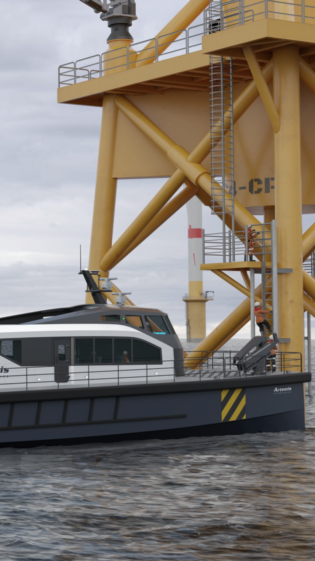 24 metre crew transfer vessel bollard push at wind turbine
