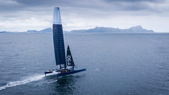 Sail GP boat out on water
