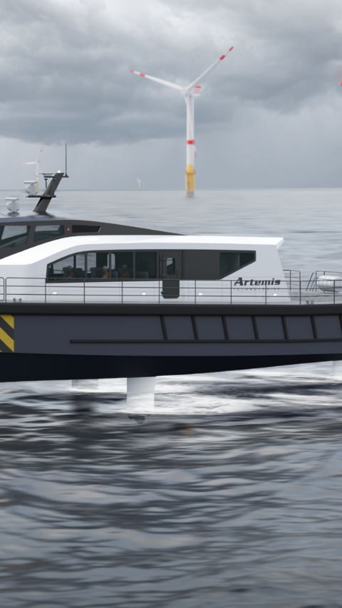 Render of Artemis Technologies EF-24 CTV foiling