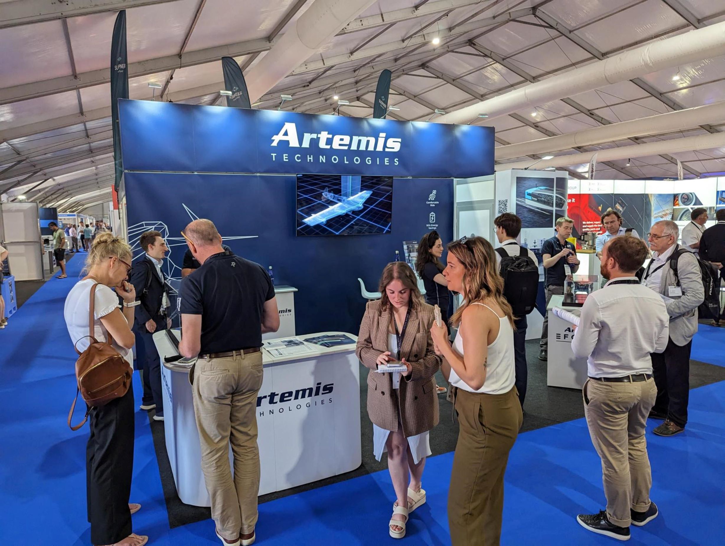 crowd around Artemis Technologies stand at seawork event