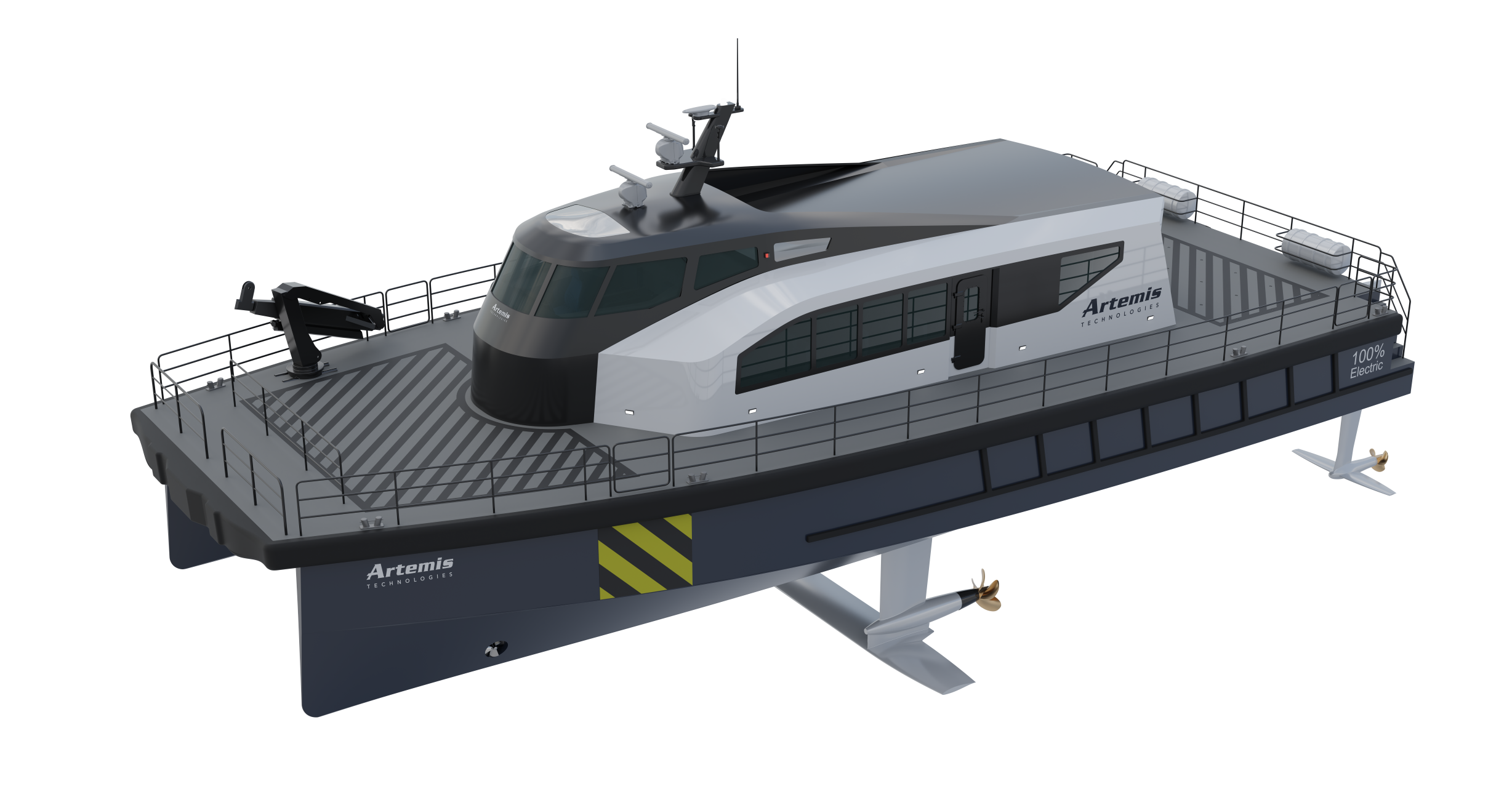 EF-24 CTV Front three quarter view of the foiling vessel 