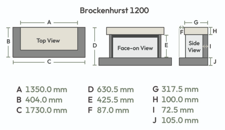 Brockenhurst 1200 dimensions 