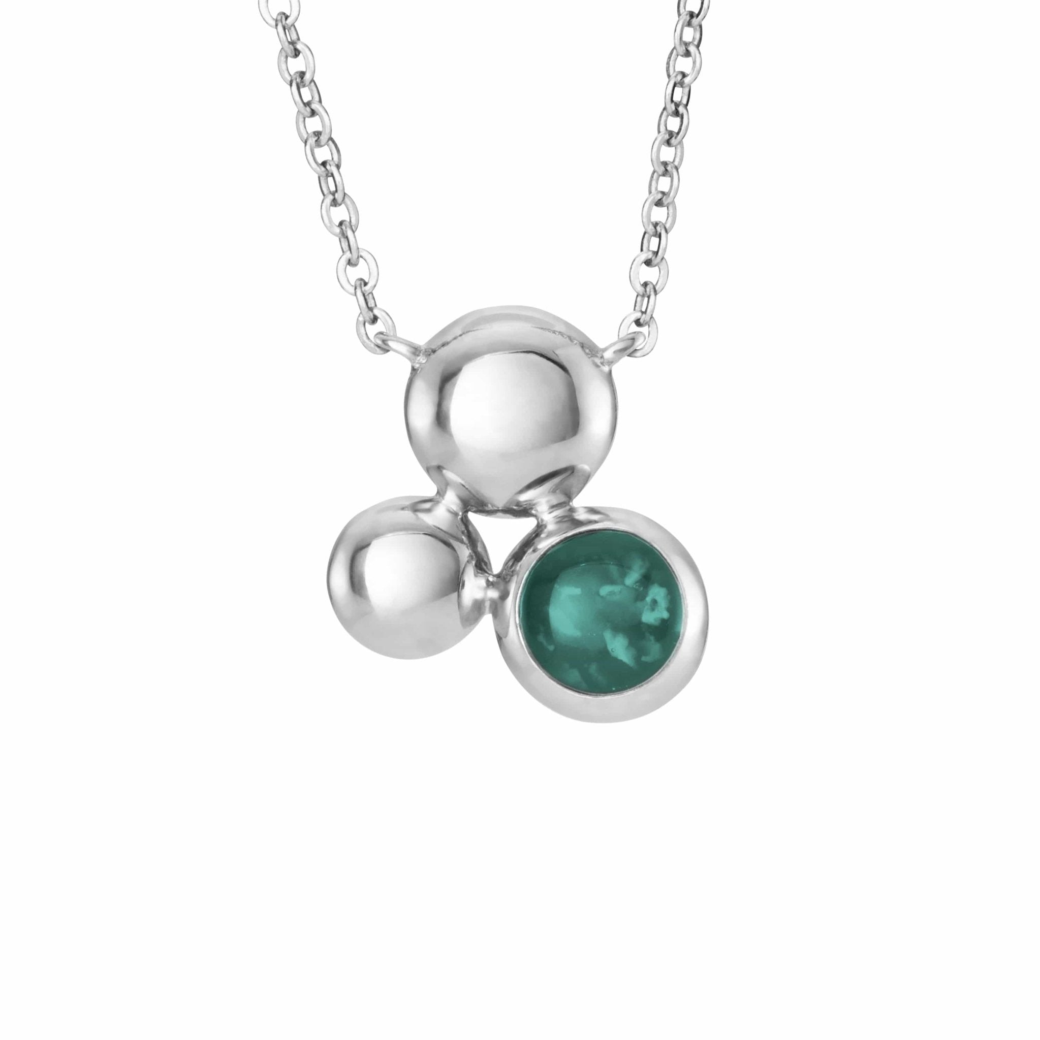 EverWith Ladies Rondure Array Memorial Ashes Necklace - Sterling Silver - Aqua