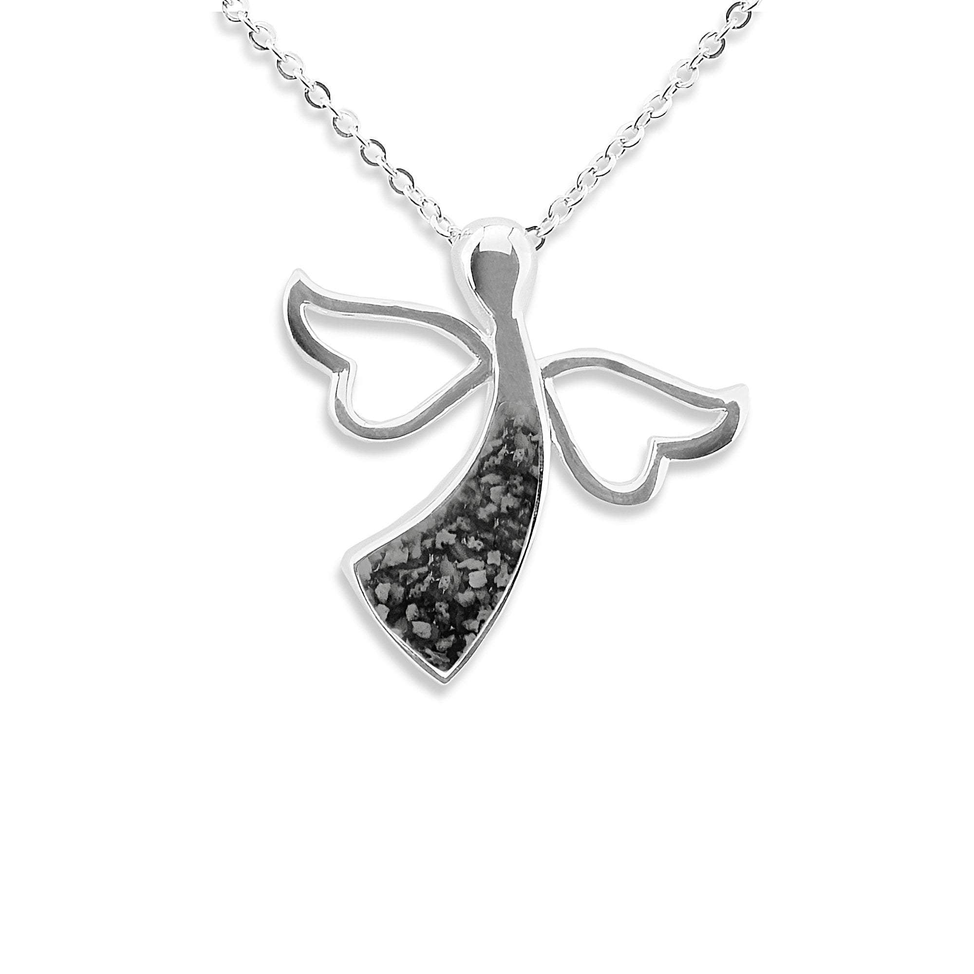 EverWith Ladies Angel Memorial Ashes Pendant - Sterling Silver - Black