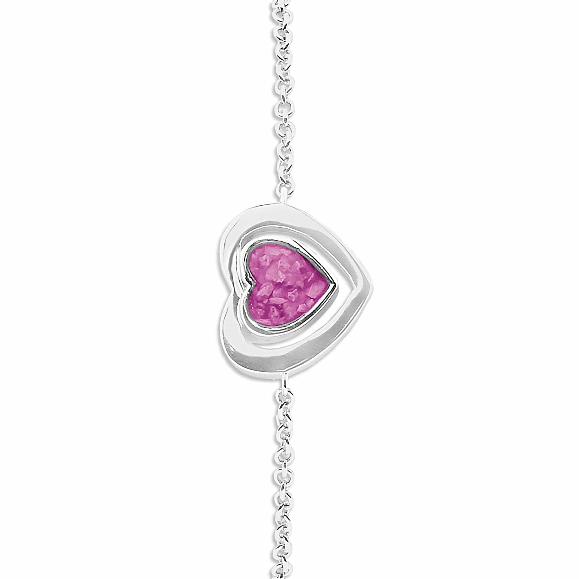 EverWith Ladies Valentine Memorial Ashes Bracelet - Sterling Silver - Pink