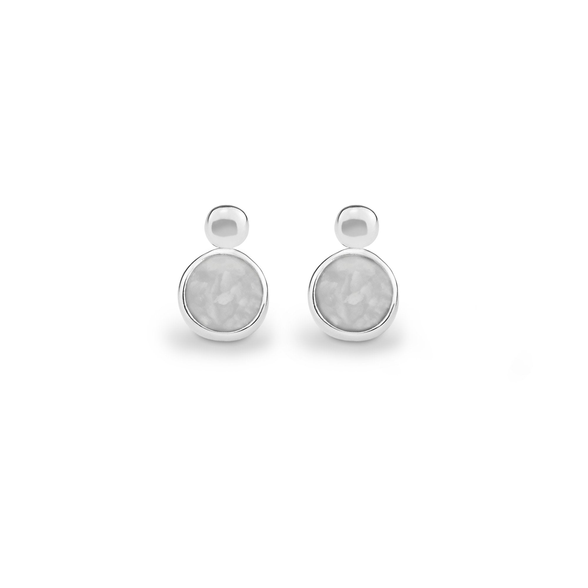 EverWith Delicate Drop Memorial Ashes Earrings - Sterling Silver - White