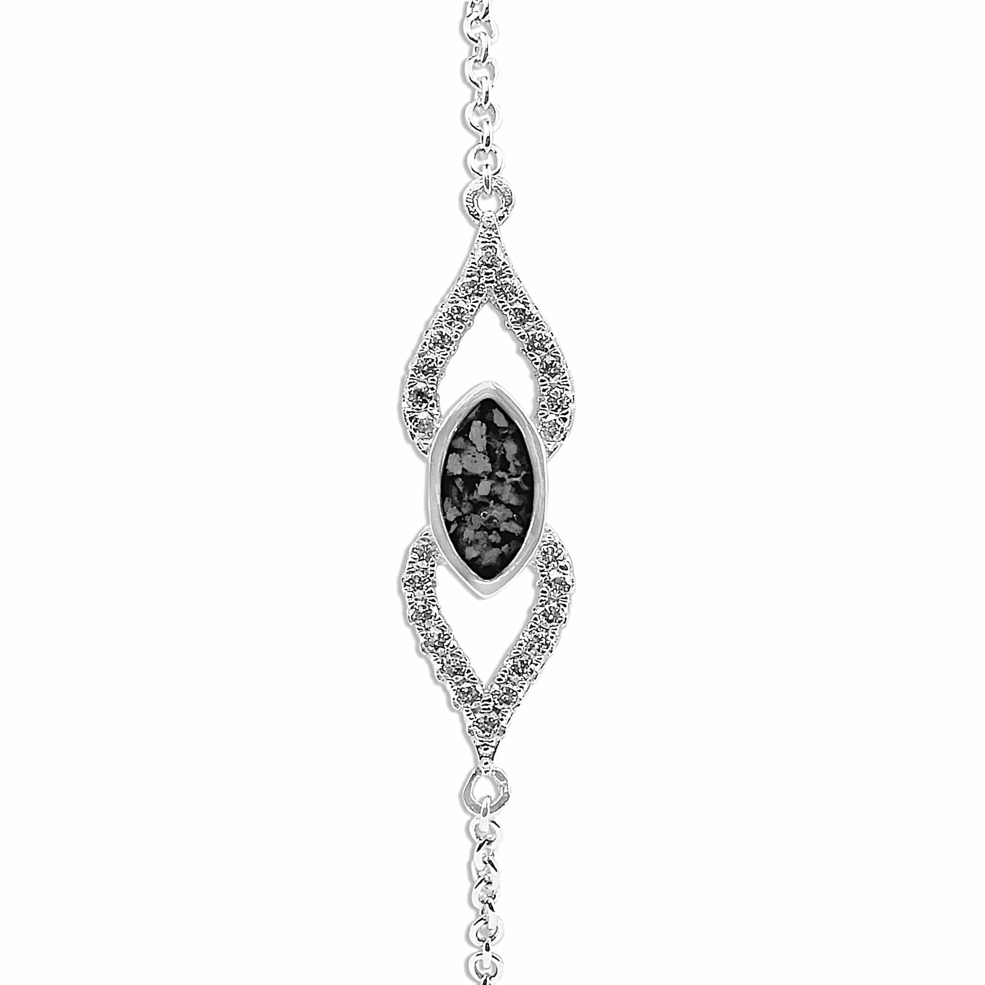 EverWith Ladies Respect Memorial Ashes Bracelet with Fine Crystals - Sterling Silver - Black