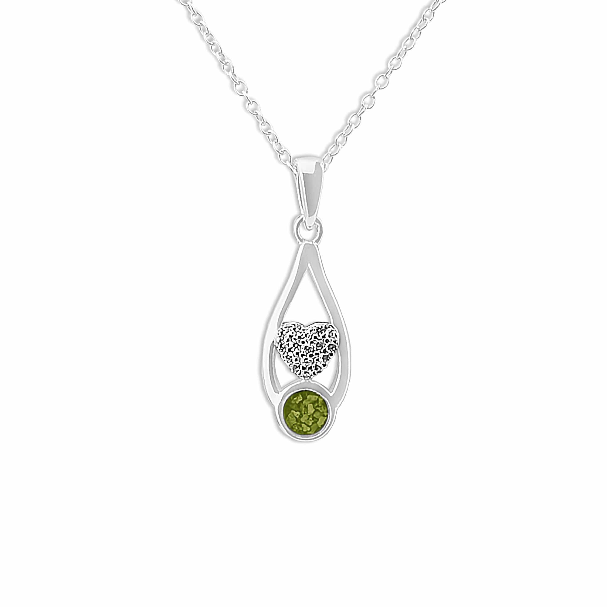 EverWith Ladies Protect Memorial Ashes Pendant with Fine Crystals - Sterling Silver - Green