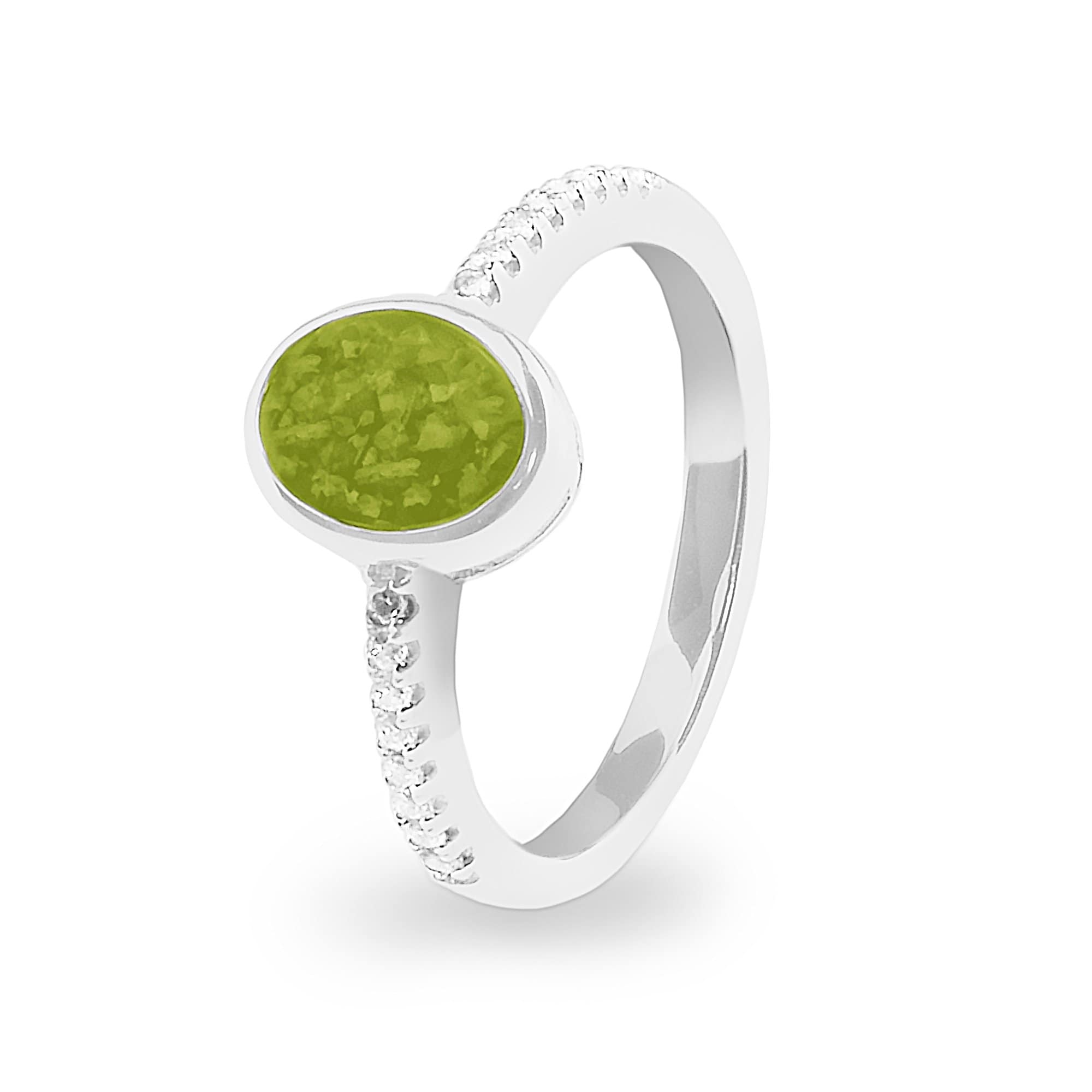 EverWith Ladies Guard Memorial Ashes Ring - 9k White Gold - Green