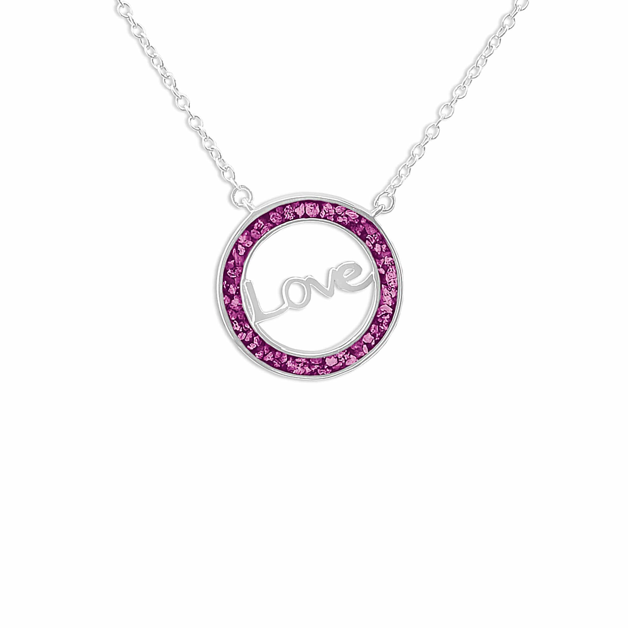 EverWith Ladies Love Memorial Ashes Necklace - Sterling Silver - Pink