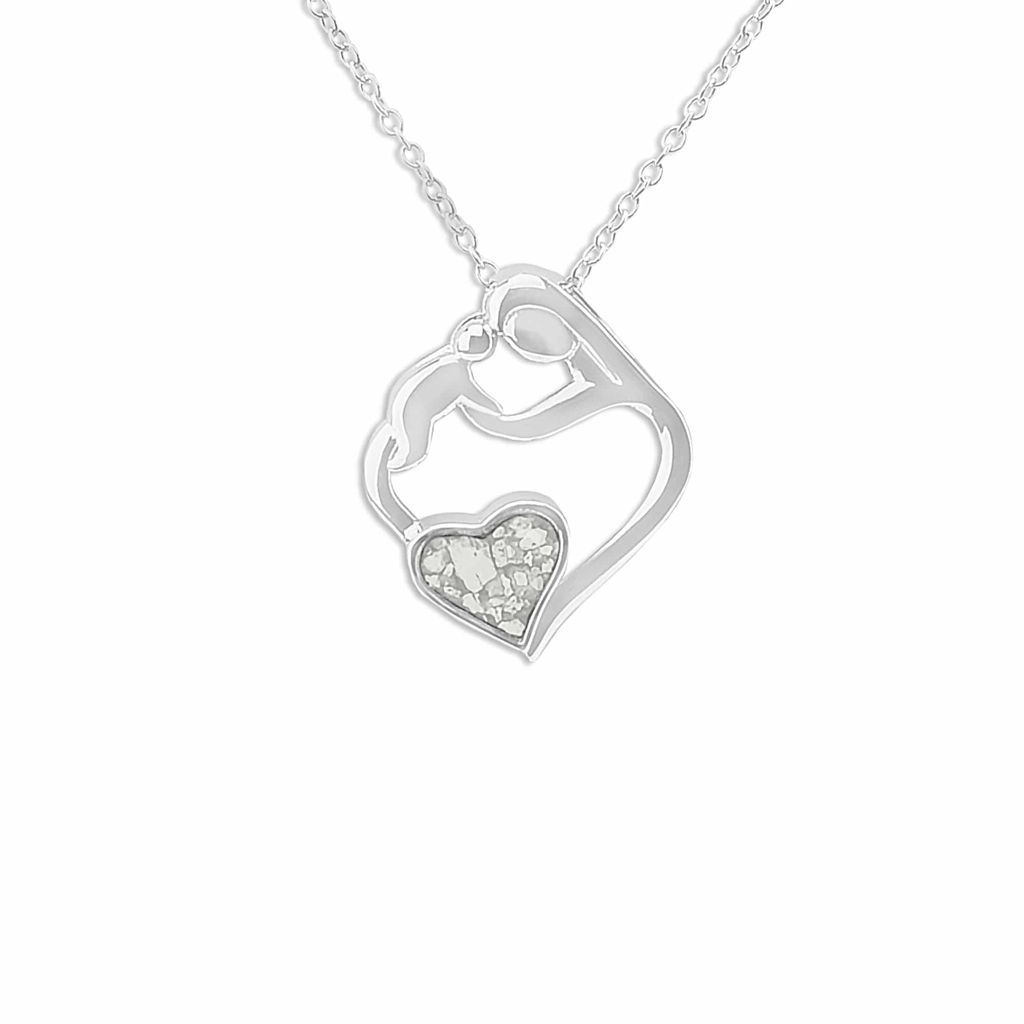 EverWith Ladies Mother and Child Memorial Ashes Pendant - Sterling Silver - White