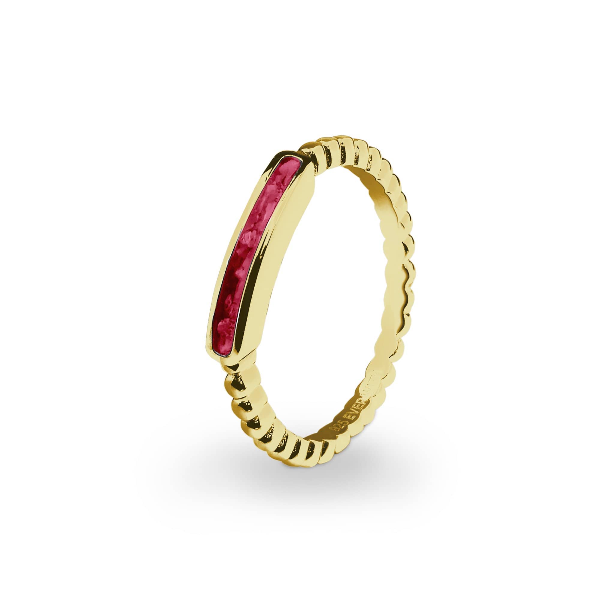 EverWith Ladies Channel Bubble Band Memorial Ashes Ring - 9k Yellow Gold - Red