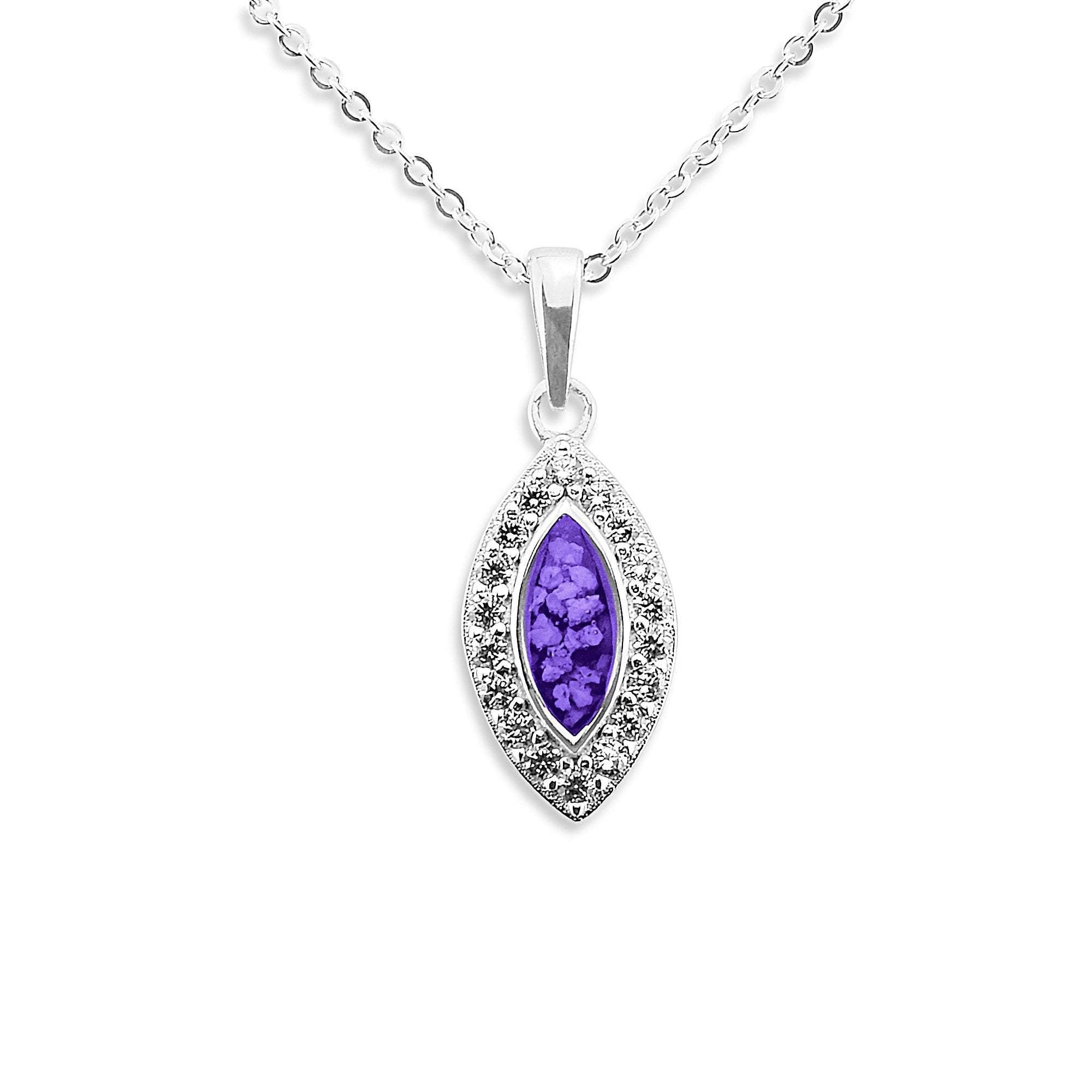 EverWith Ladies Marquise Memorial Ashes Pendant with Fine Crystals - Sterling Silver - Purple