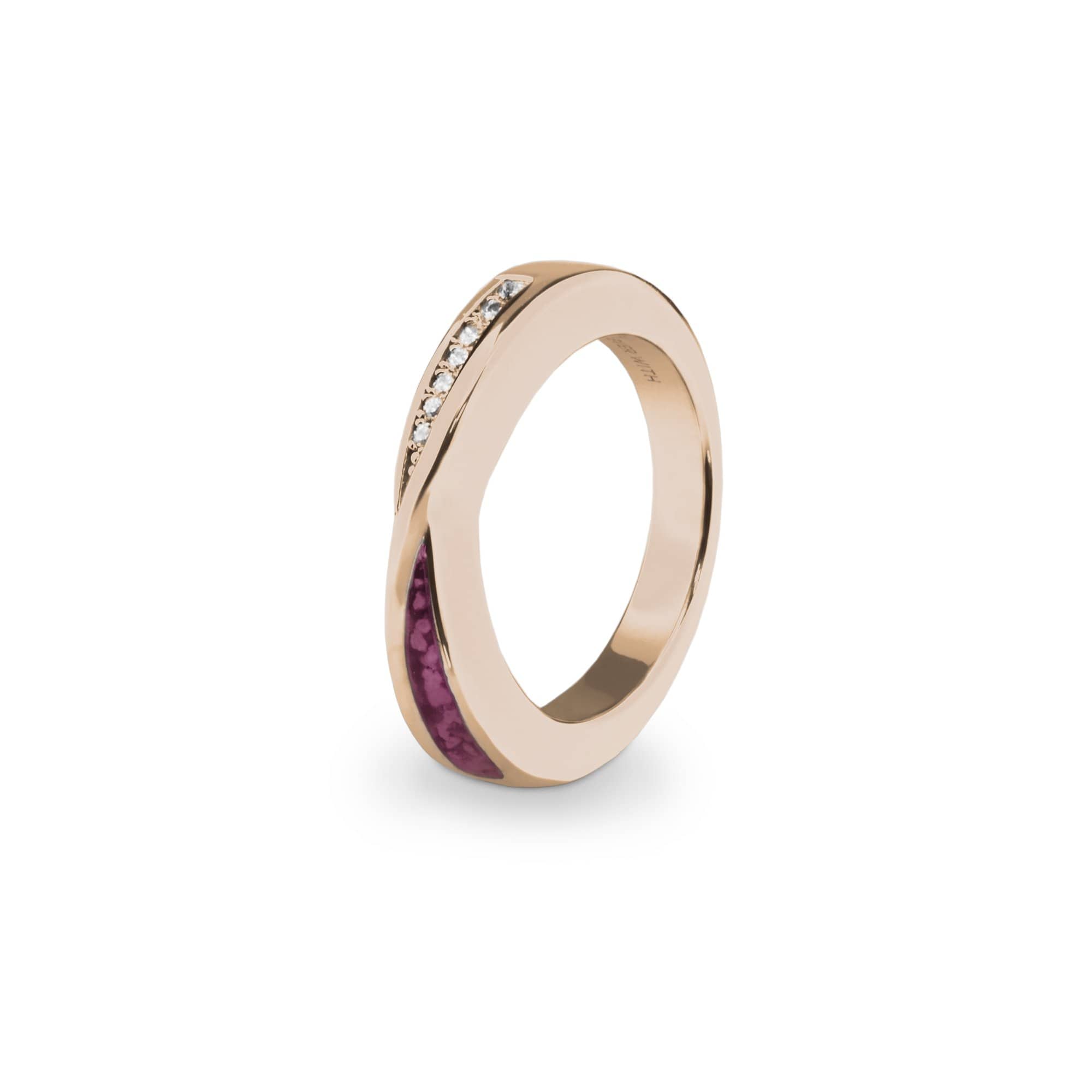 EverWith Ladies Harmony Memorial Ashes Ring with Fine Crystals - 9k Rose Gold - Violet