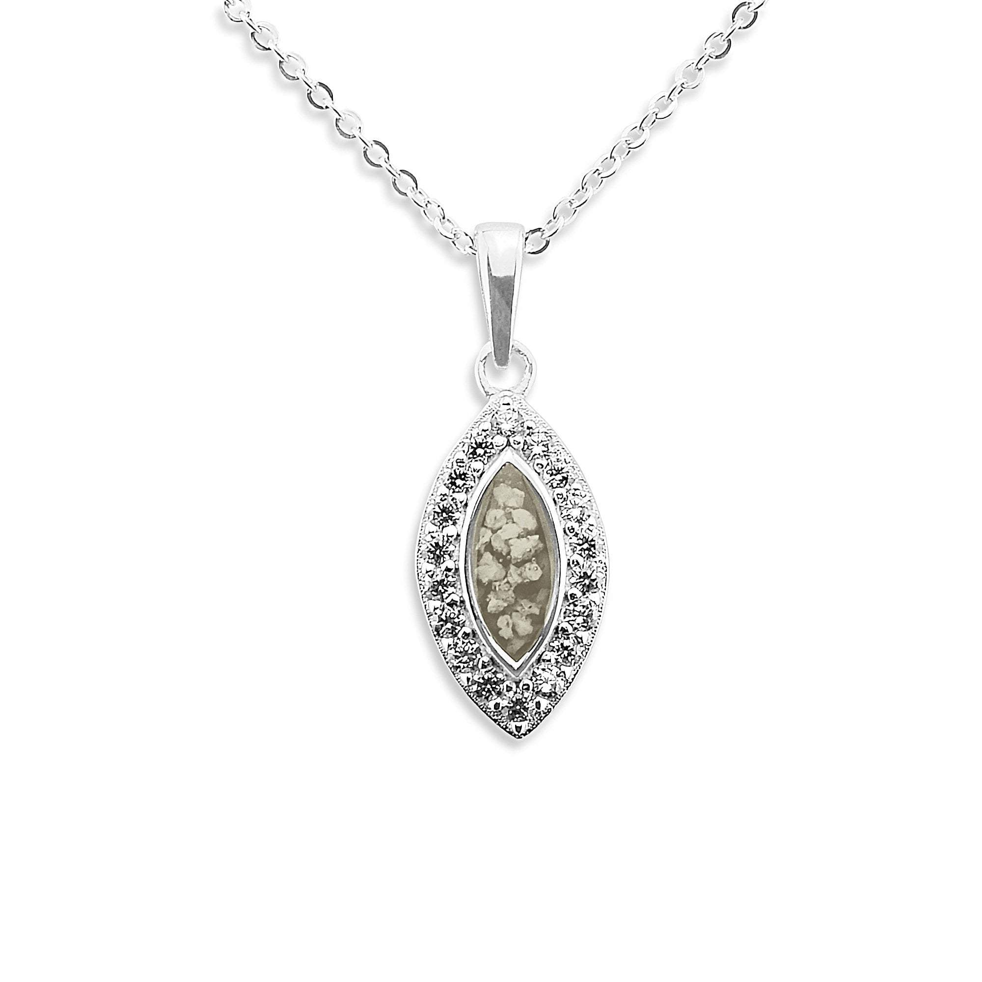 EverWith Ladies Marquise Memorial Ashes Pendant with Fine Crystals - Sterling Silver - Transparent