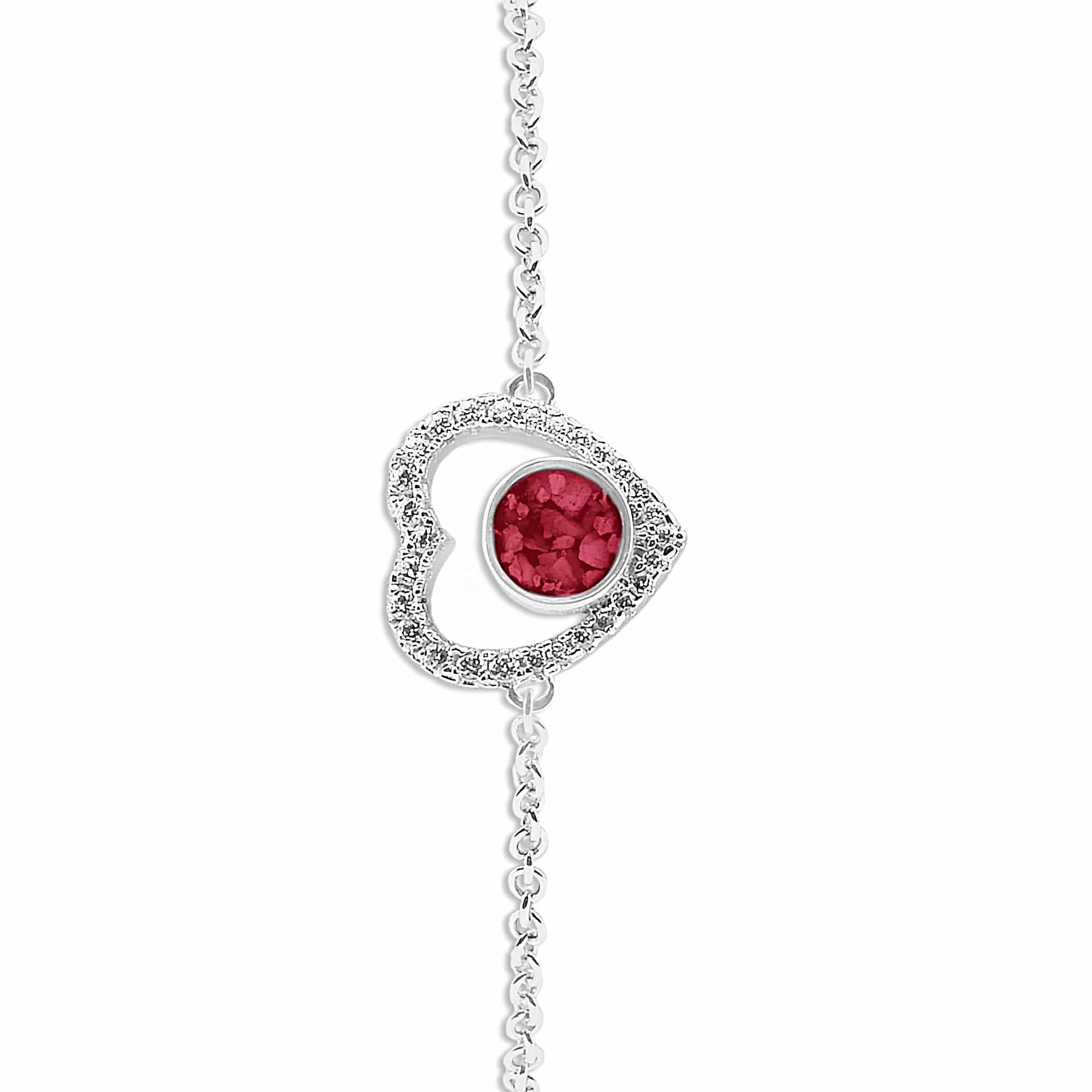 EverWith Ladies Forever Memorial Ashes Bracelet with Fine Crystals - Sterling Silver - Red
