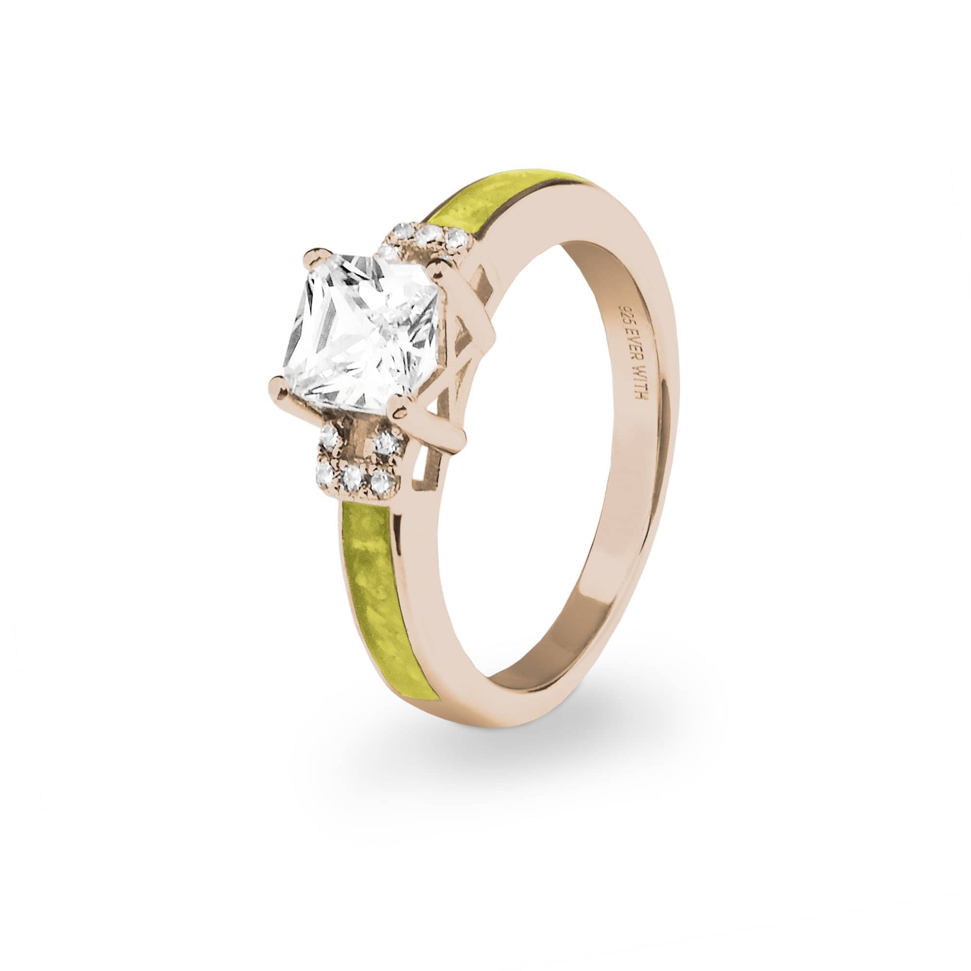 EverWith Ladies Honour Memorial Ashes Ring with Fine Crystals - 9k Rose Gold - Yellow