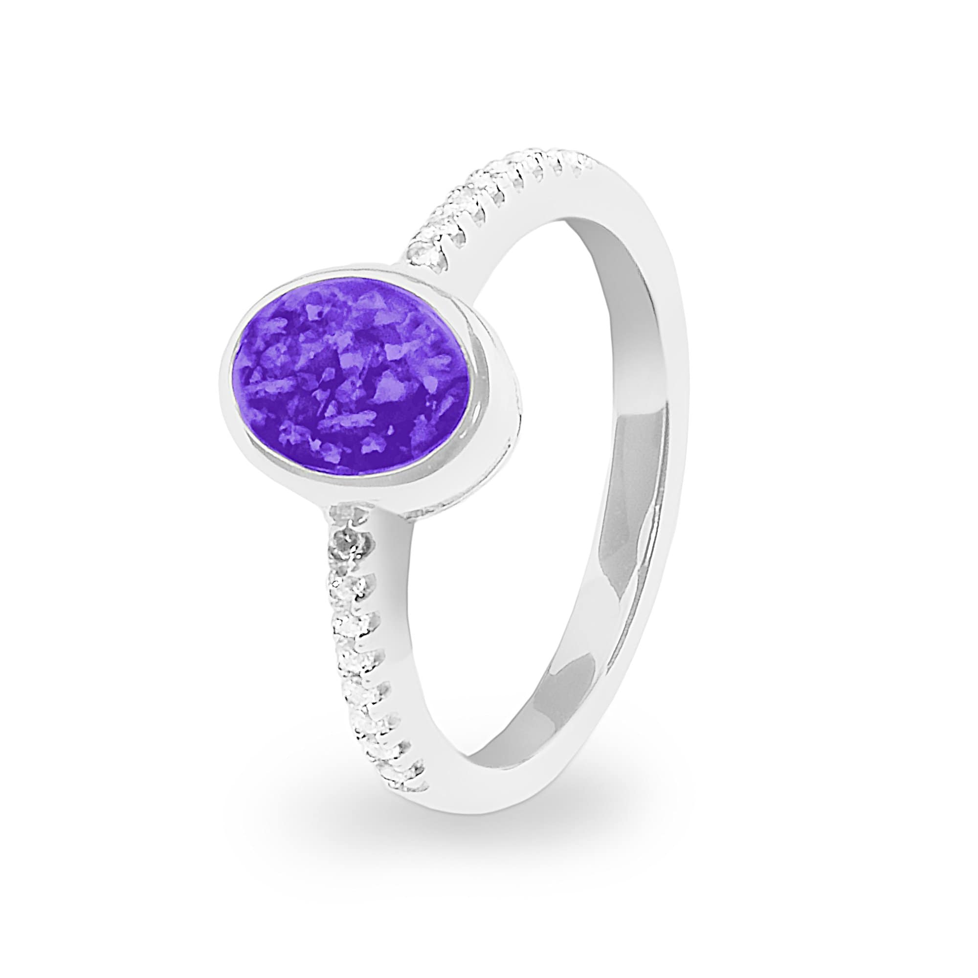 EverWith Ladies Guard Memorial Ashes Ring - 9k White Gold - Purple