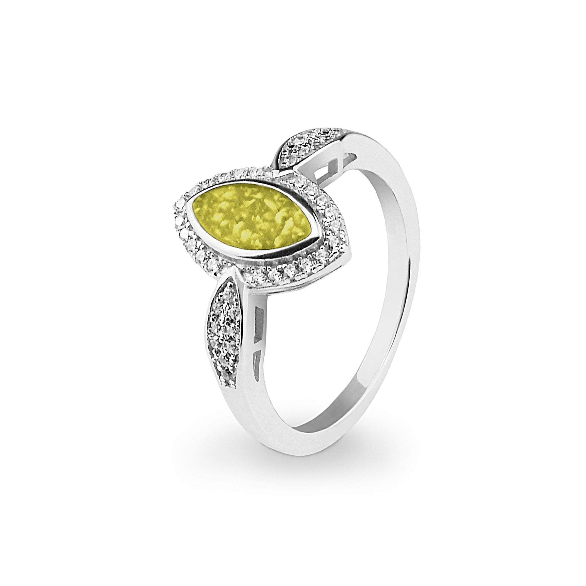 EverWith Ladies Marquise Memorial Ashes Ring with Fine Crystals - 9k White Gold - Yellow