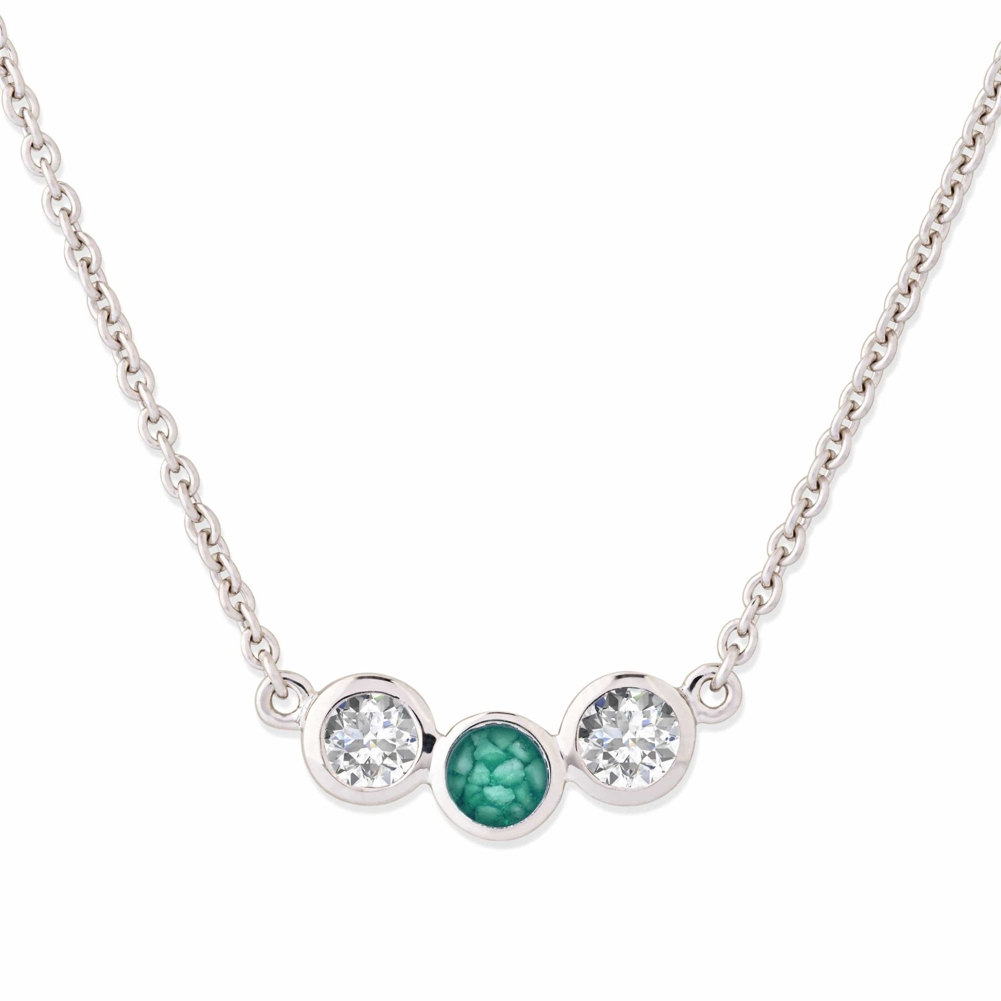 EverWith Ladies Three Of Us Memorial Ashes Necklace - Sterling Silver - Aqua