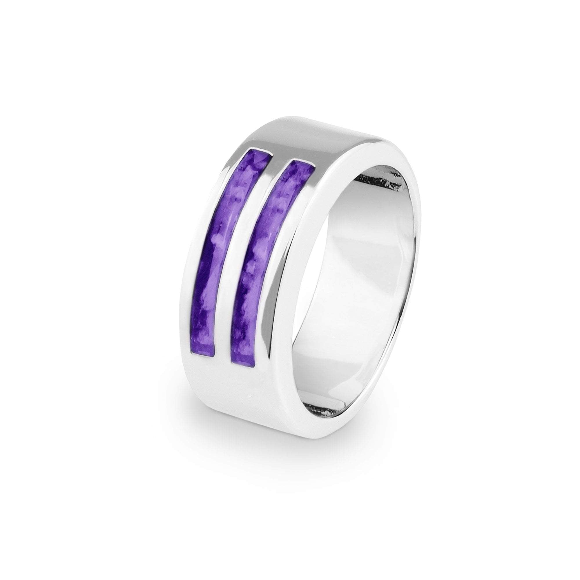 EverWith Gents Traditional Memorial Ashes Ring - Sterling Silver - Purple