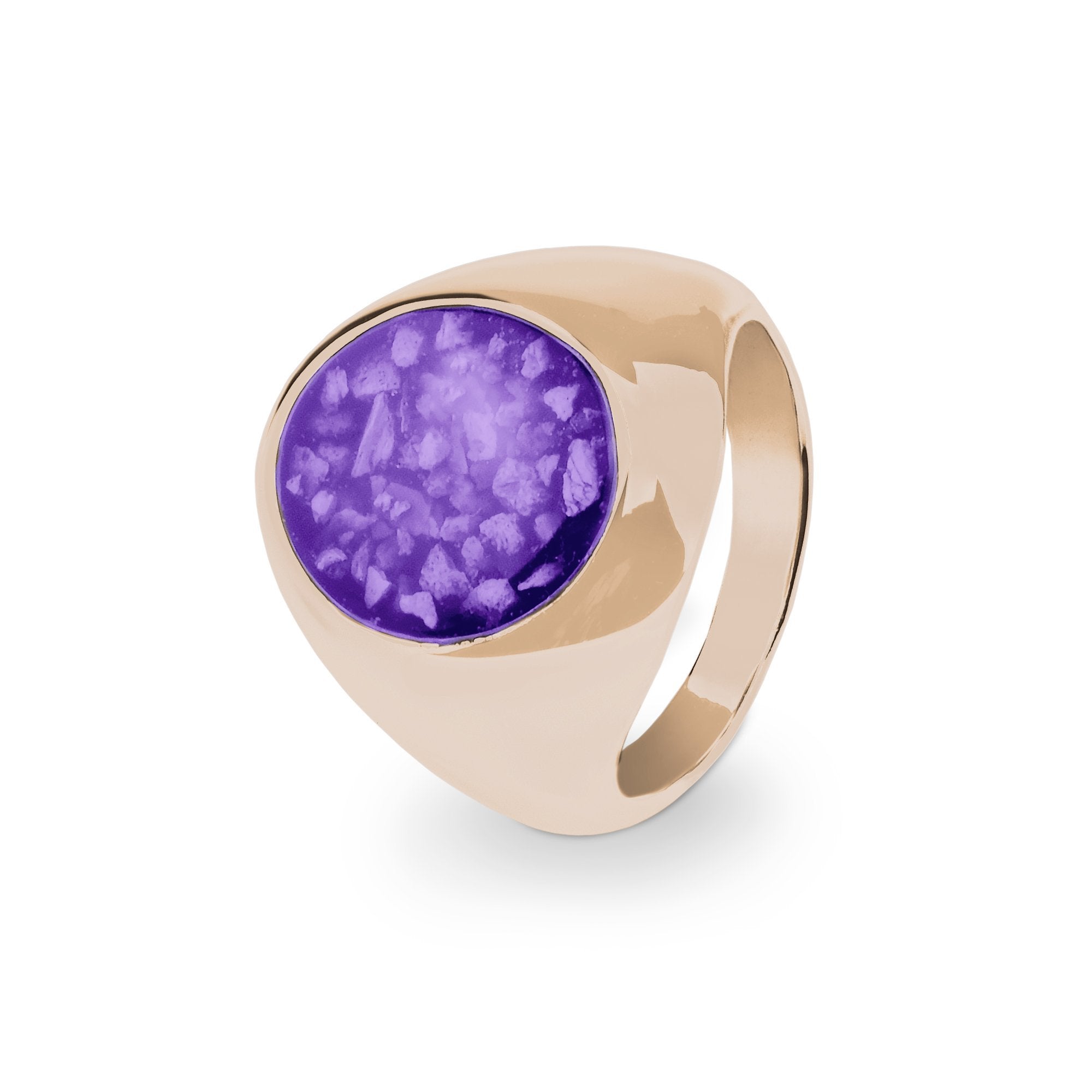 EverWith Gents Signet Memorial Ashes Ring - 9k Rose Gold - Purple