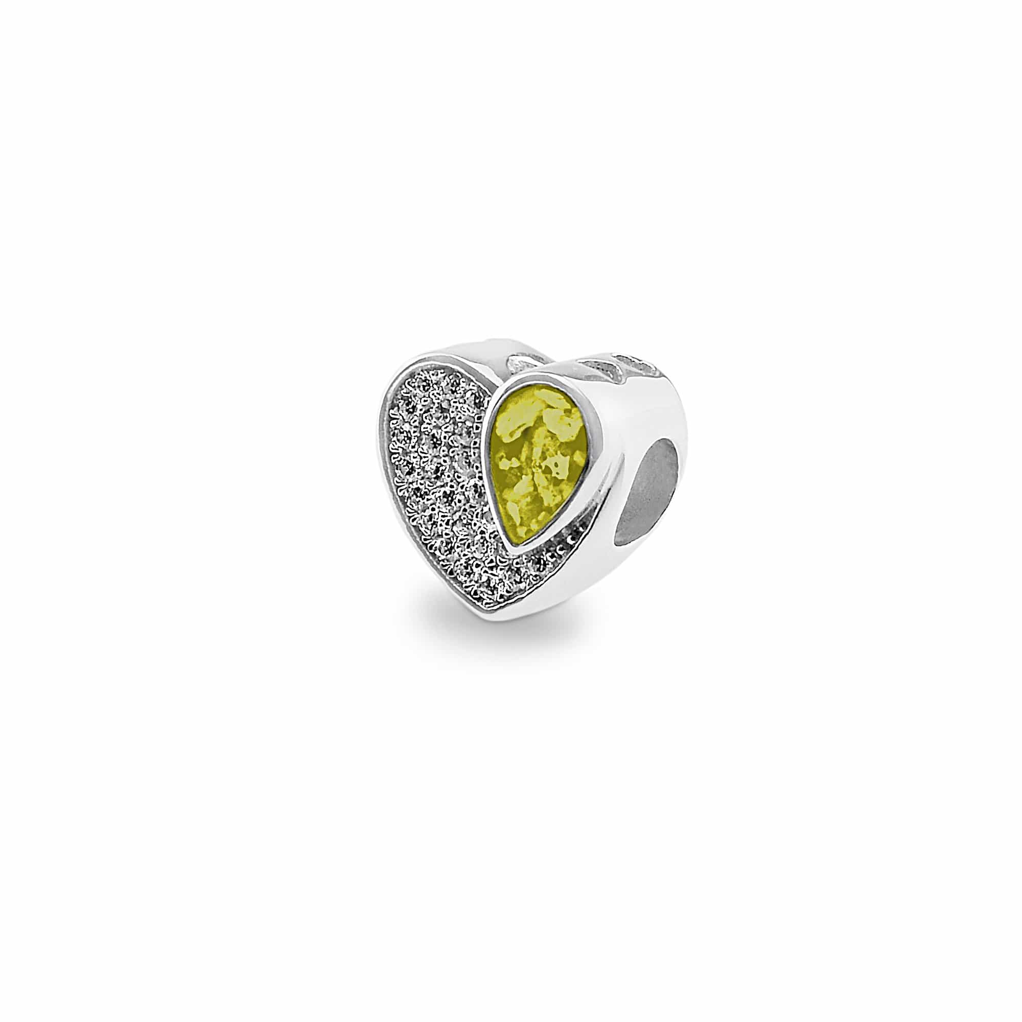 EverWith Beloved Memorial Ashes Charm Bead with Fine Crystals - Sterling Silver - Yellow