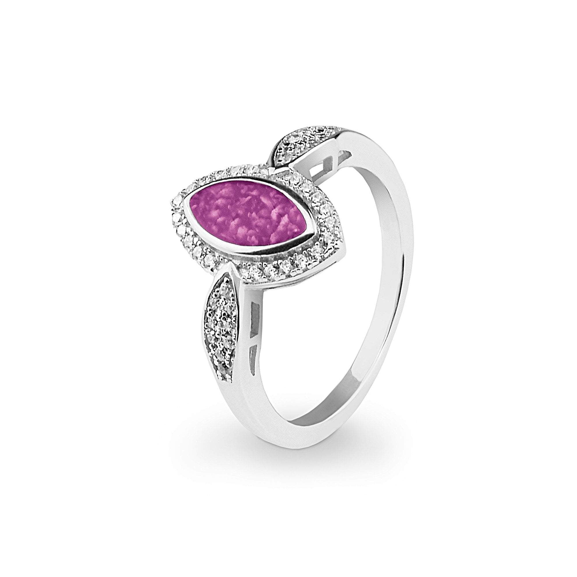 EverWith Ladies Marquise Memorial Ashes Ring with Fine Crystals - Sterling Silver - Pink