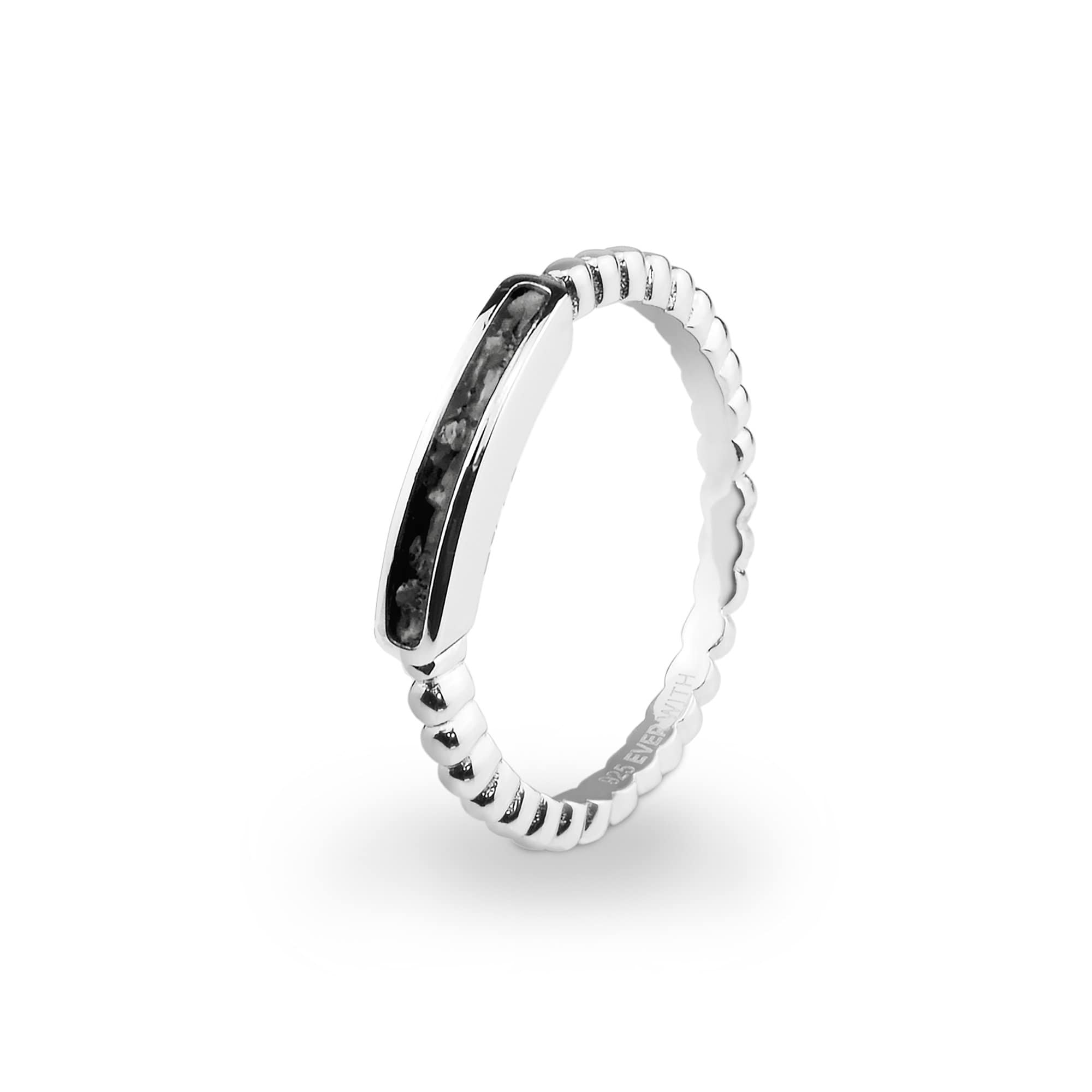 EverWith Ladies Channel Bubble Band Memorial Ashes Ring - Sterling Silver - Black