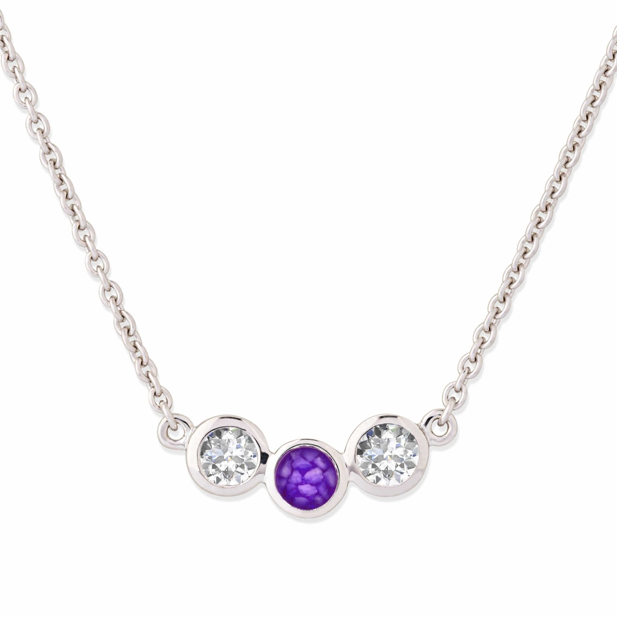 EverWith Ladies Three Of Us Memorial Ashes Necklace - Sterling Silver - Purple
