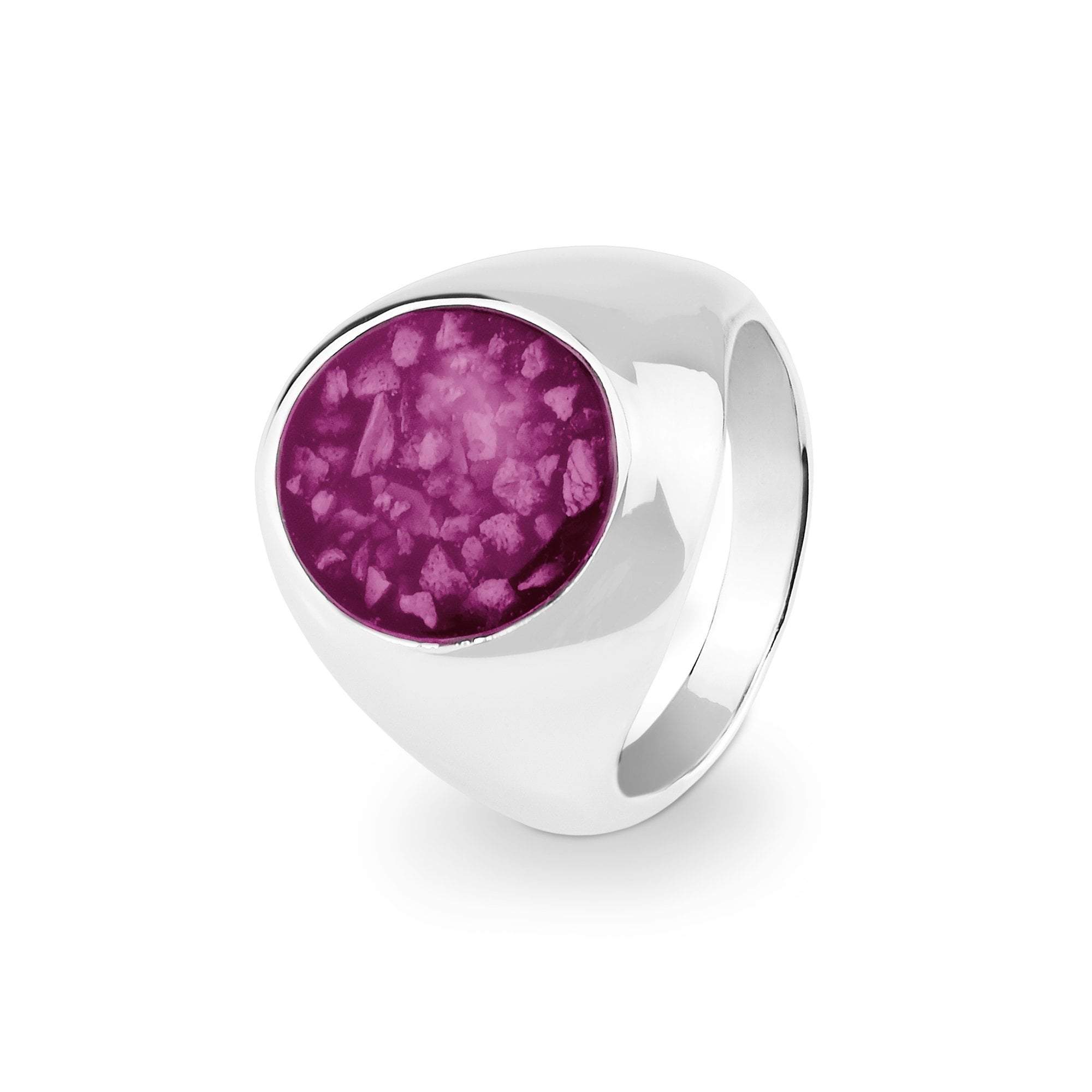 EverWith Gents Signet Memorial Ashes Ring - 9k White Gold - Violet