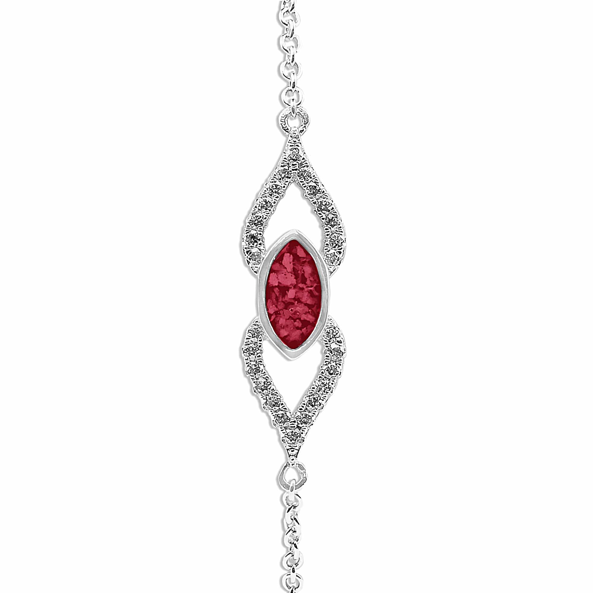 EverWith Ladies Respect Memorial Ashes Bracelet with Fine Crystals - Sterling Silver - Red