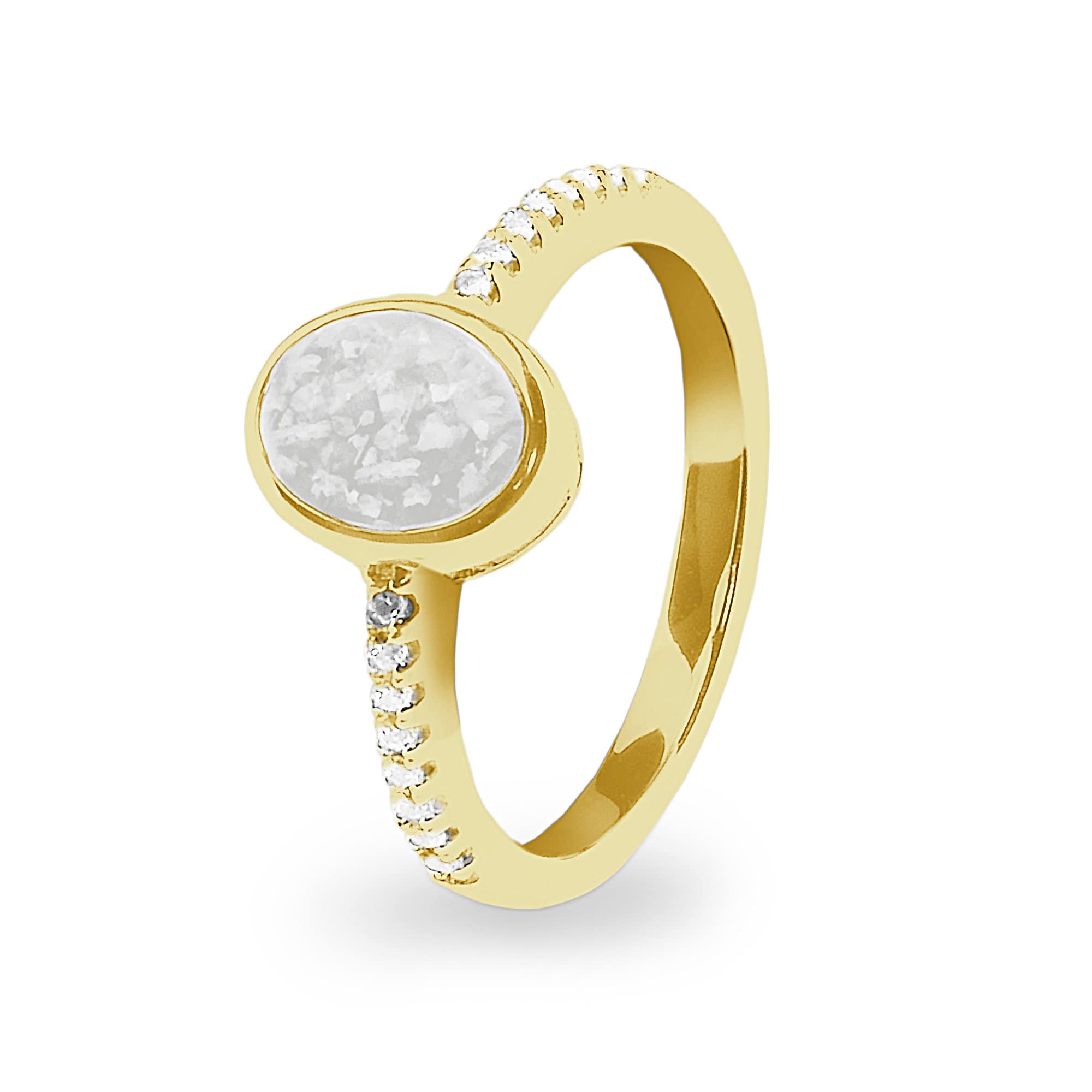 EverWith Ladies Guard Memorial Ashes Ring - 9k Yellow Gold - White