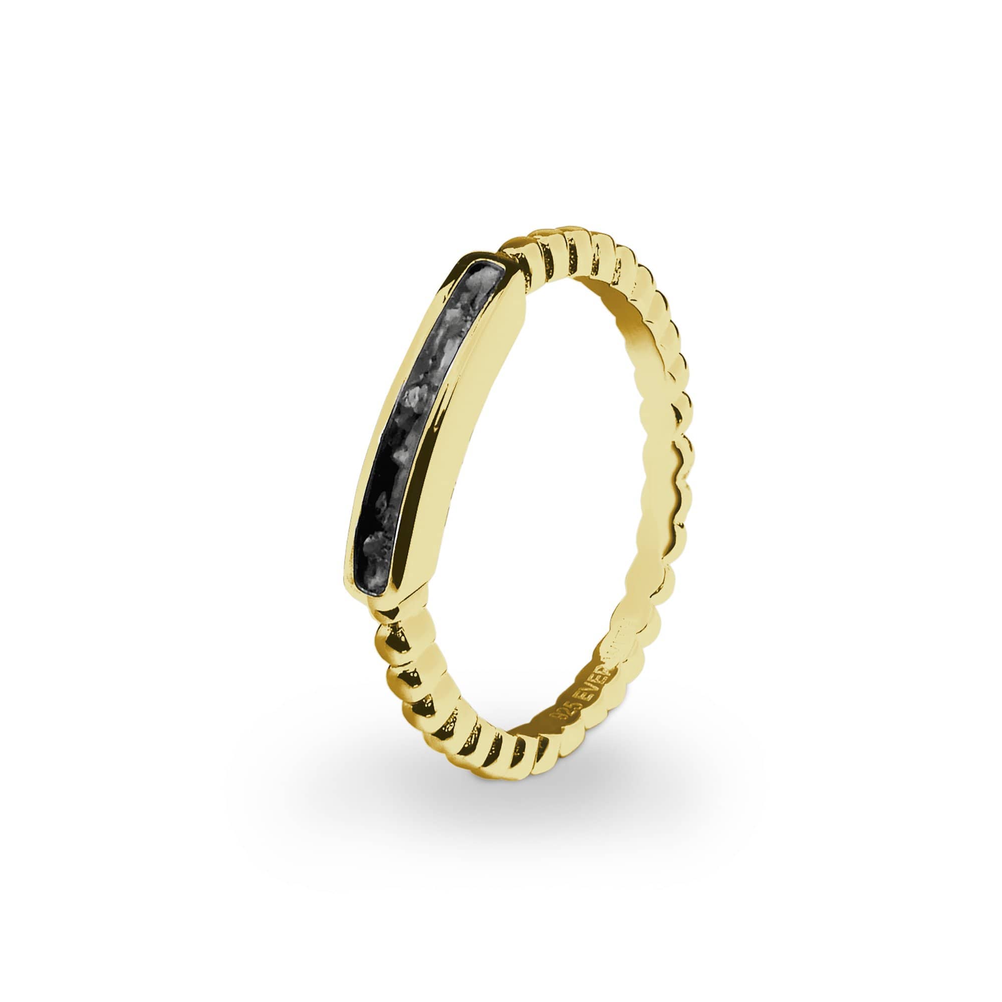 EverWith Ladies Channel Bubble Band Memorial Ashes Ring - 9k Yellow Gold - Black
