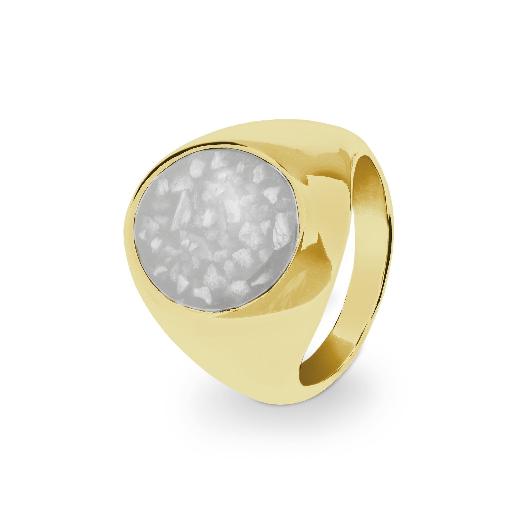 EverWith Gents Signet Memorial Ashes Ring - 9k Yellow Gold - White