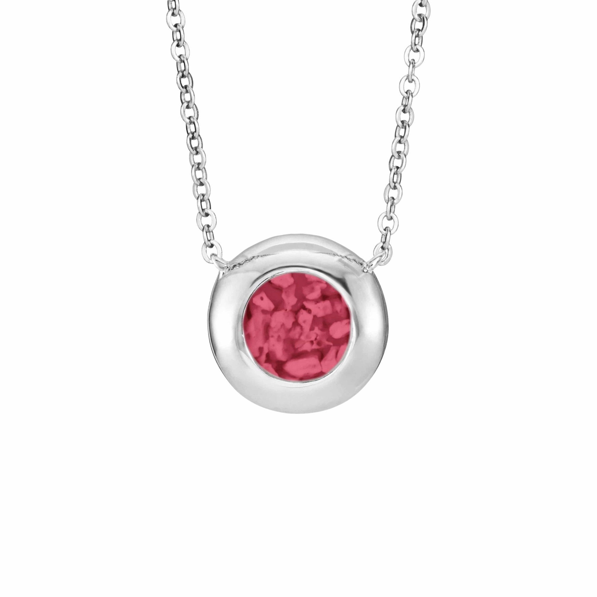 EverWith Ladies Rondure Memorial Ashes Necklace - Sterling Silver - Red