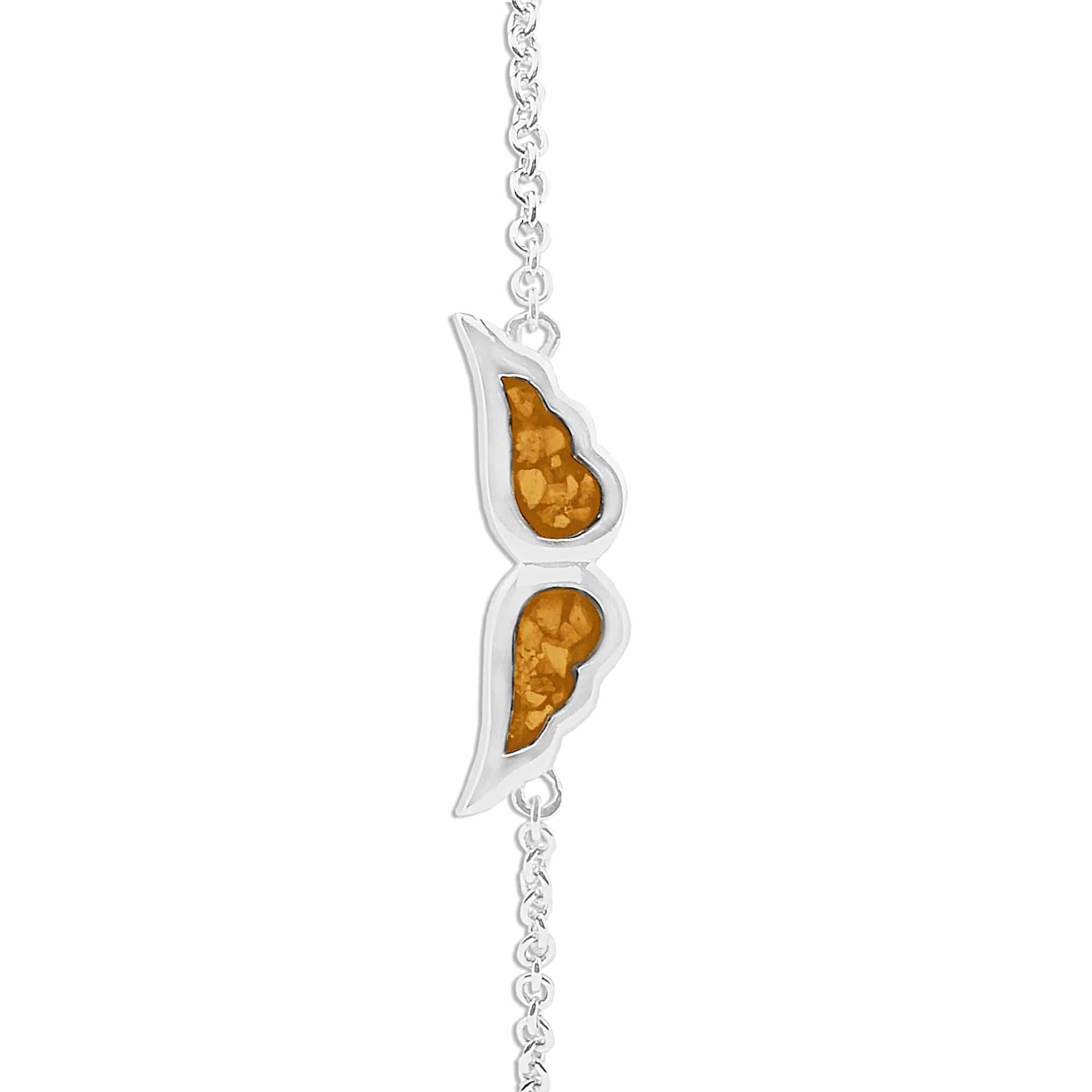 EverWith Ladies Angel Wings Memorial Ashes Bracelet - Sterling Silver - Orange