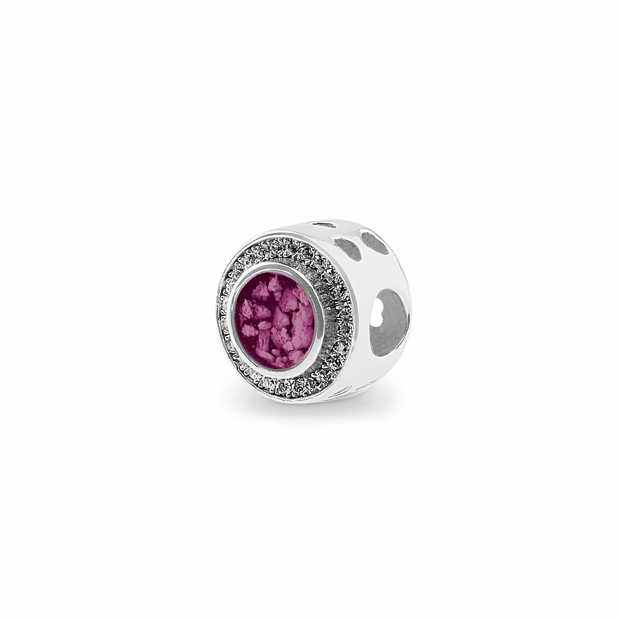 EverWith Admire Memorial Ashes Charm Bead with Fine Crystals - Sterling Silver - Violet