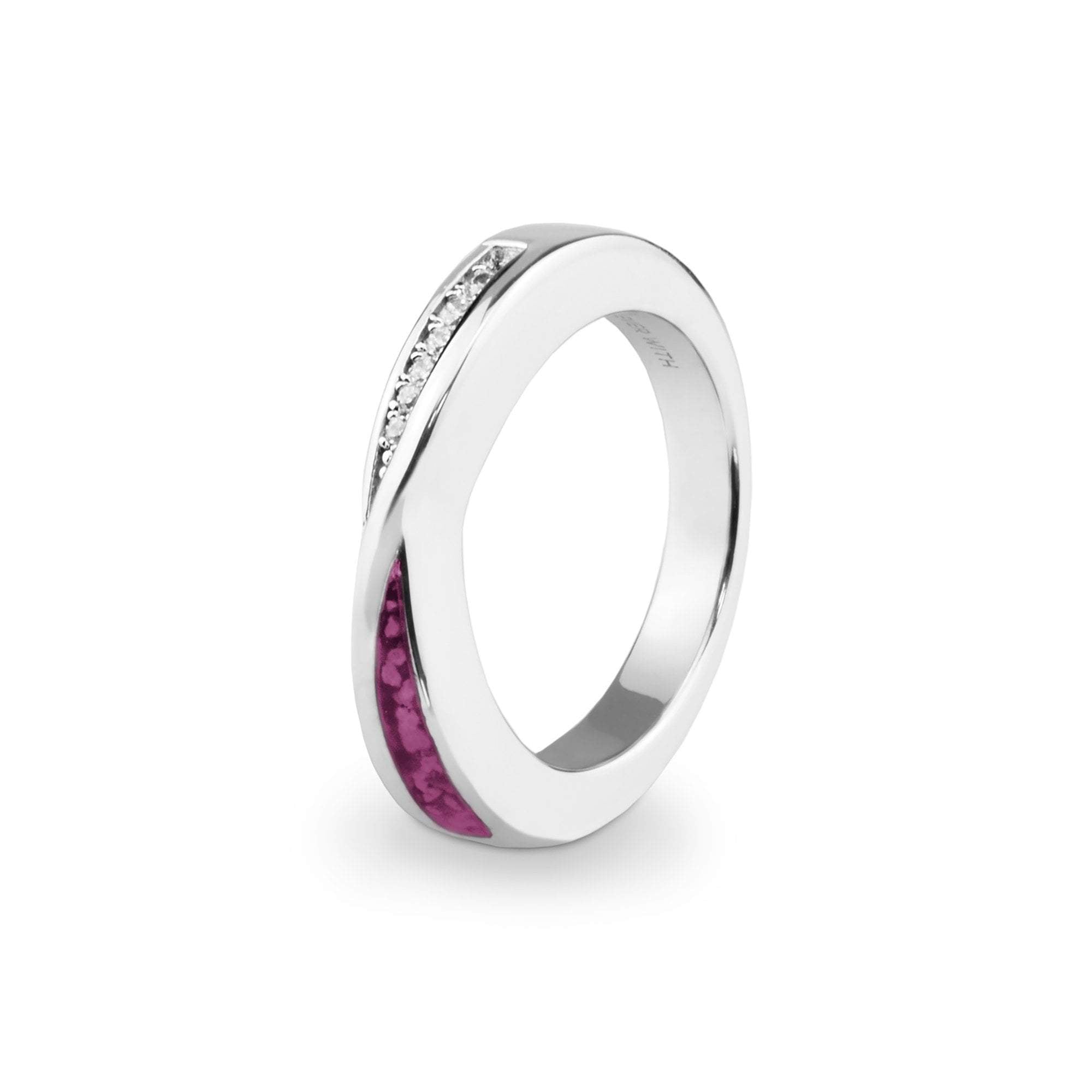 EverWith Ladies Harmony Memorial Ashes Ring with Fine Crystals - Sterling Silver - Violet