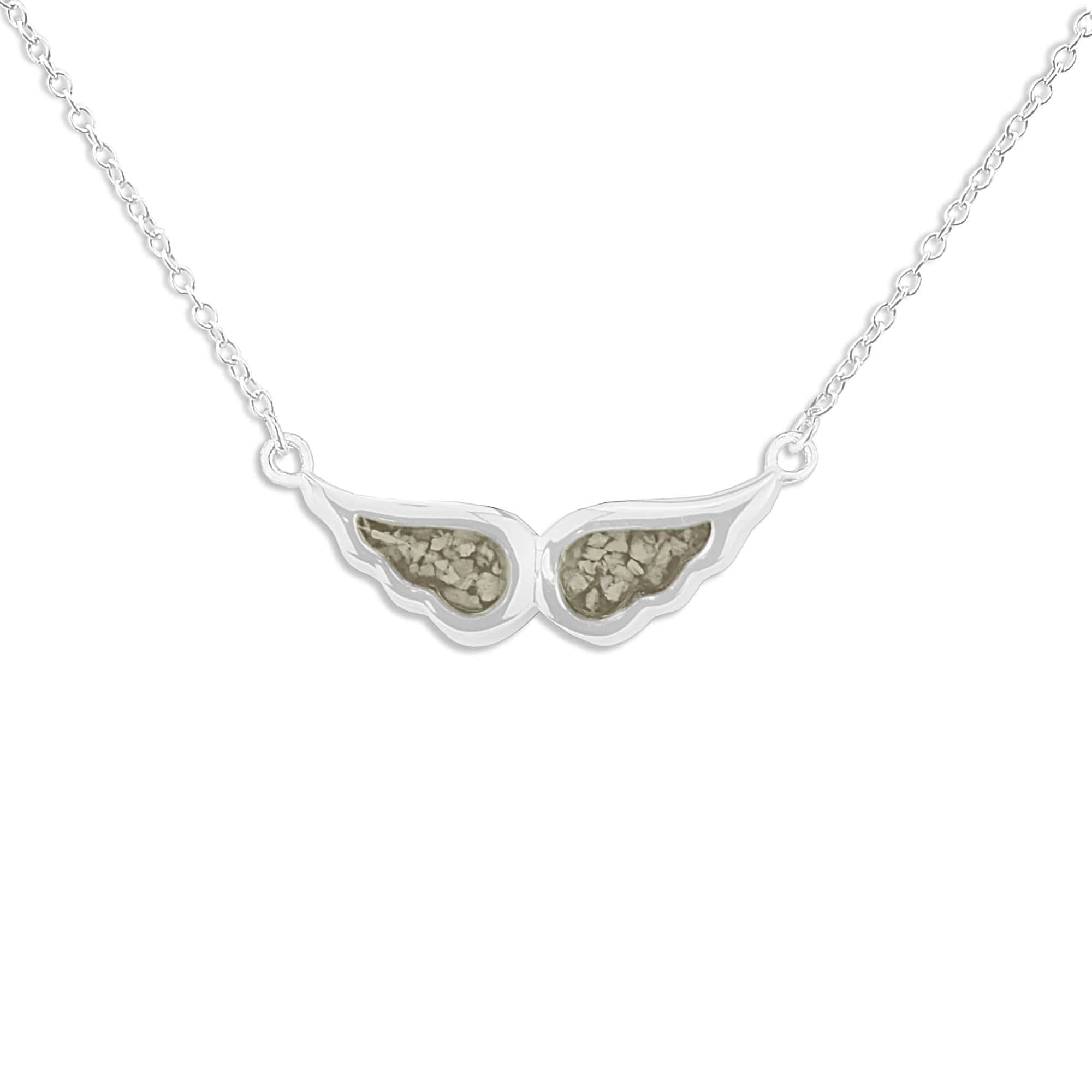 EverWith Ladies Angel Wings Memorial Ashes Necklace - Sterling Silver - Transparent