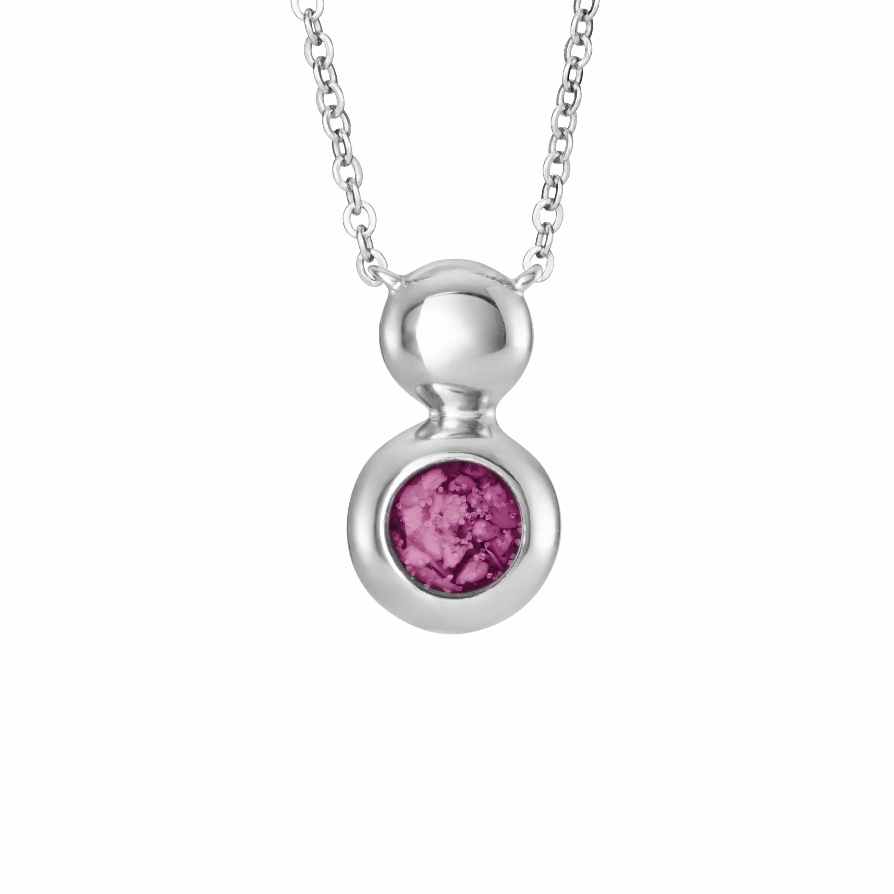 EverWith Ladies Rondure Drop Memorial Ashes Necklace - Sterling Silver - Violet