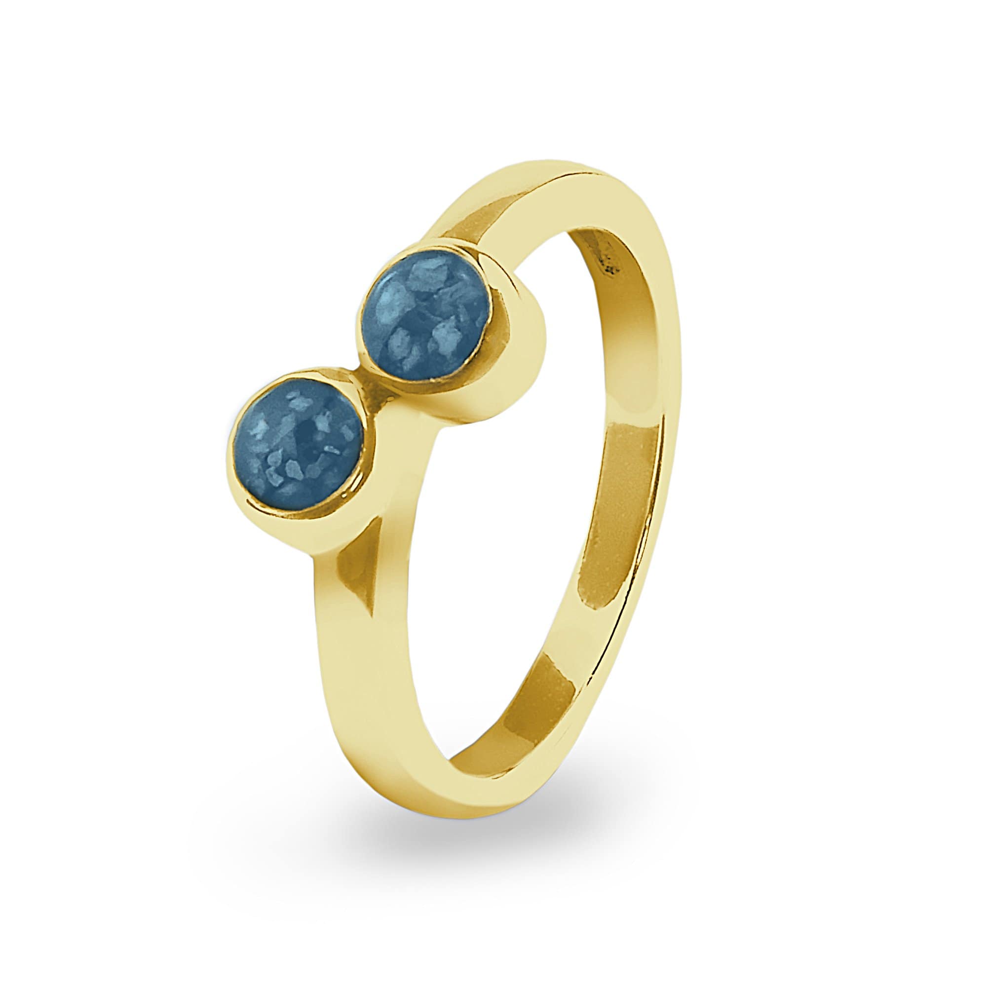 EverWith Ladies Inspire Memorial Ashes Ring - 9k Yellow Gold - Blue