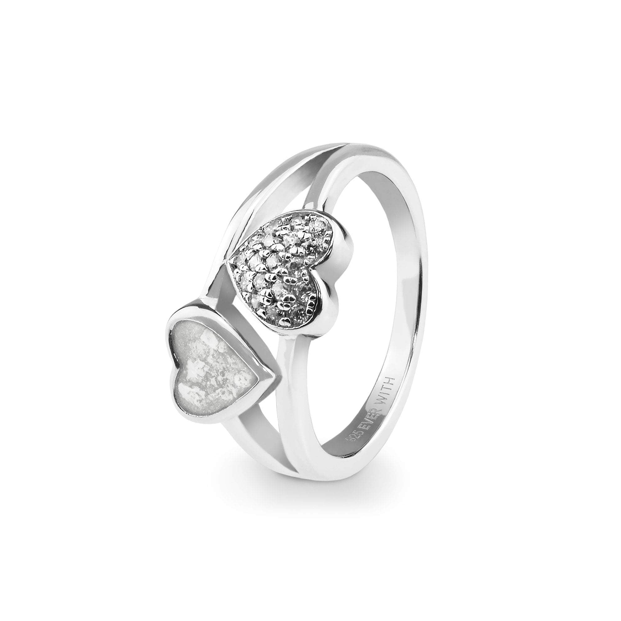 EverWith Ladies Cherish Memorial Ashes Ring with Fine Crystals - 9k White Gold - White