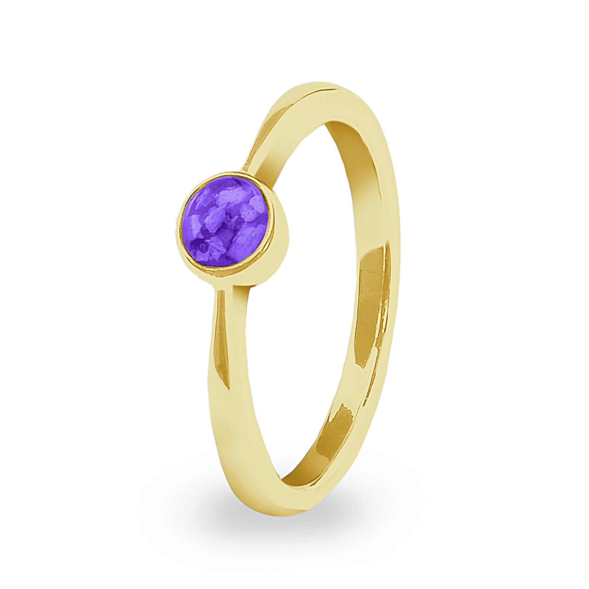 EverWith Ladies Bijou Memorial Ashes Ring - 9k Yellow Gold - Purple