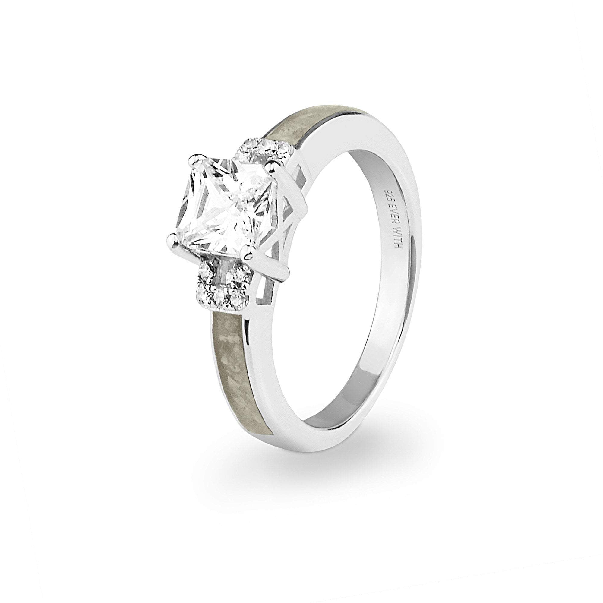 EverWith Ladies Honour Memorial Ashes Ring with Fine Crystals - Sterling Silver - Transparent