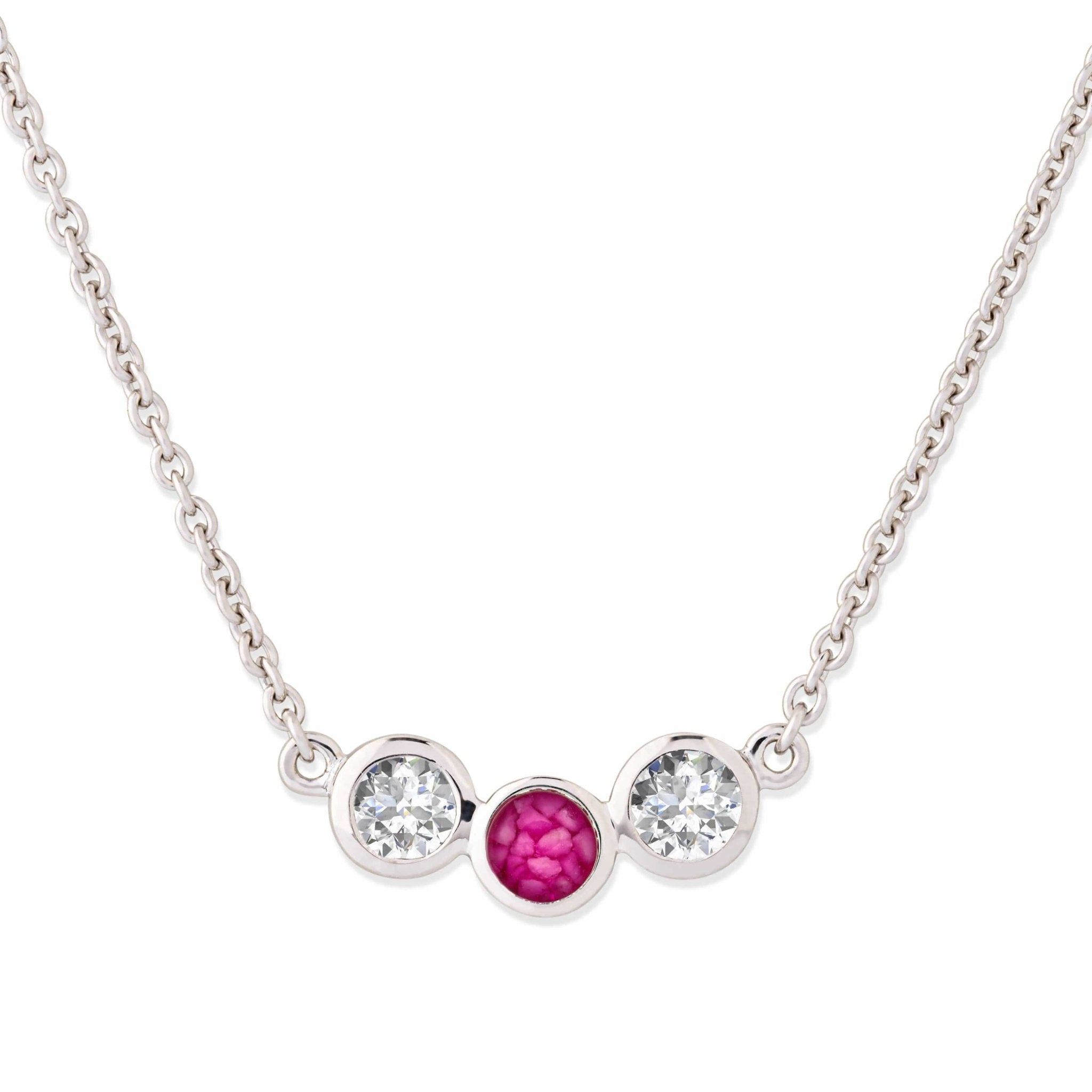 EverWith Ladies Three Of Us Memorial Ashes Necklace - Sterling Silver - Pink