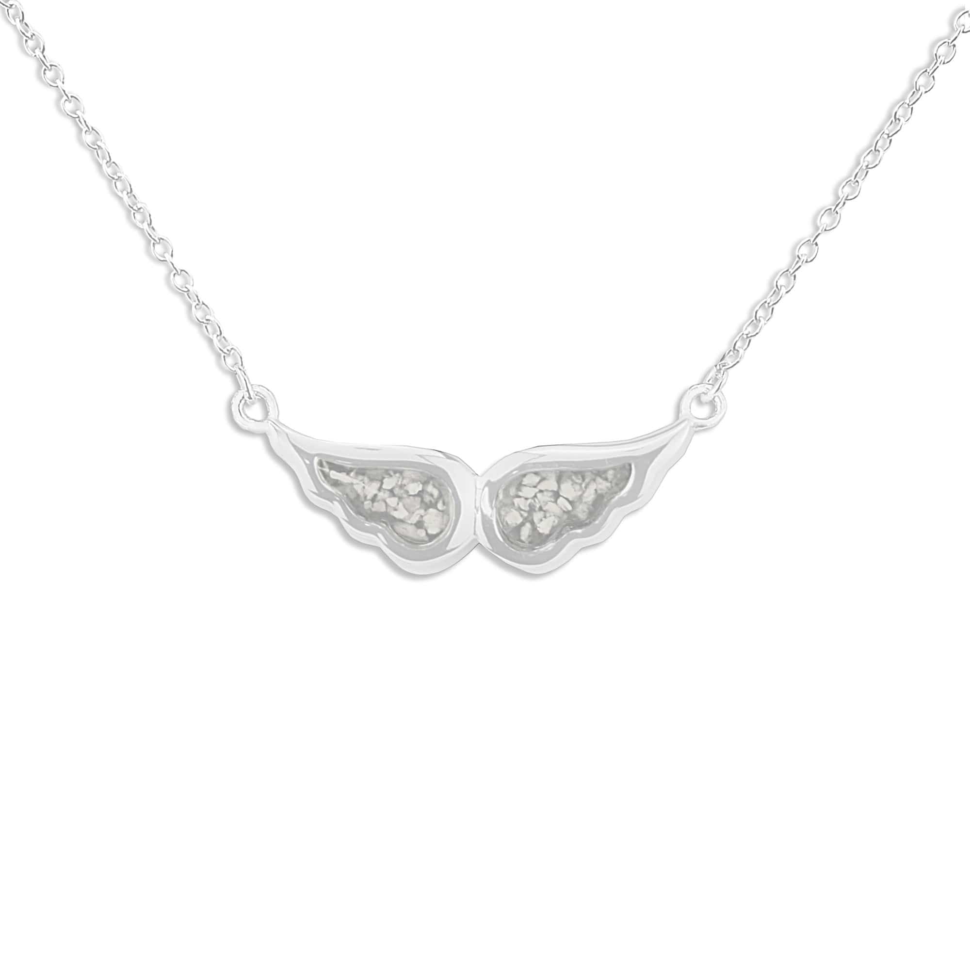 EverWith Ladies Angel Wings Memorial Ashes Necklace - Sterling Silver - White